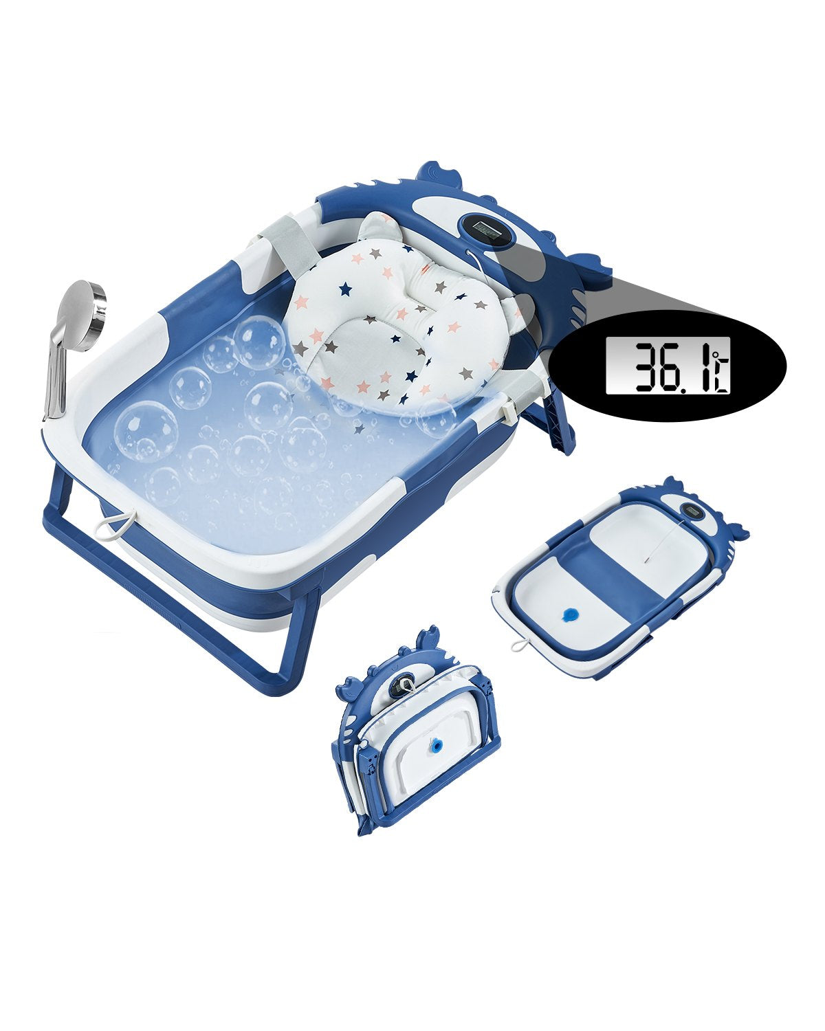 VEVOR Portable Baby Bathtub Durable Baby Bath Tub with Thermometer for Toddlers