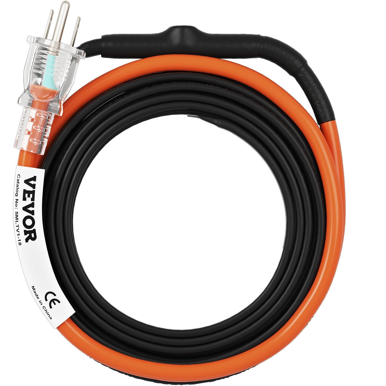 VEVOR Self-Regulating Pipe Heating Cable, 18-feet 5W/ft Heat Tape for Pipes Freeze Protection, Protects PVC Hose, Metal and Plastic Pipe from Freezing, 120V