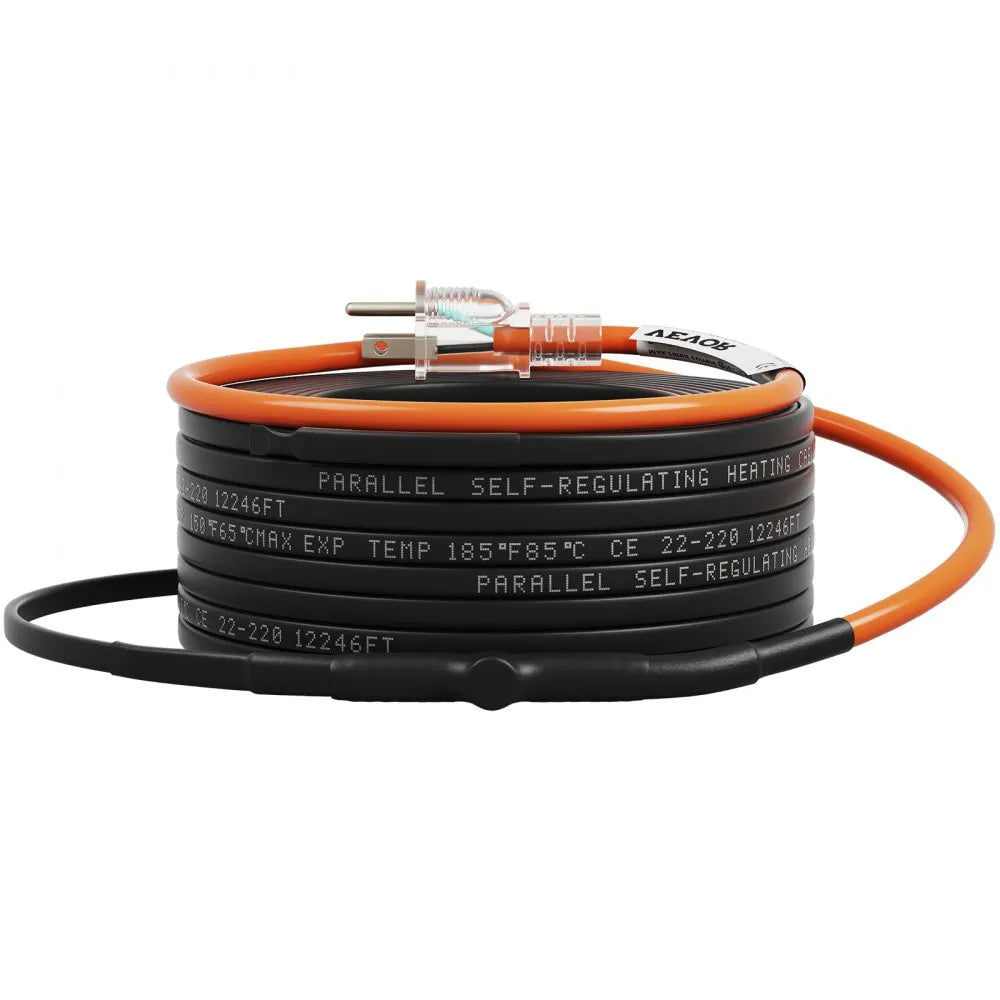 VEVOR Self-Regulating Pipe Heating Cable, 100-feet 5W/ft Heat Tape for Pipes Freeze Protection, Protects PVC Hose, Metal and Plastic Pipe from Freezing, 120V