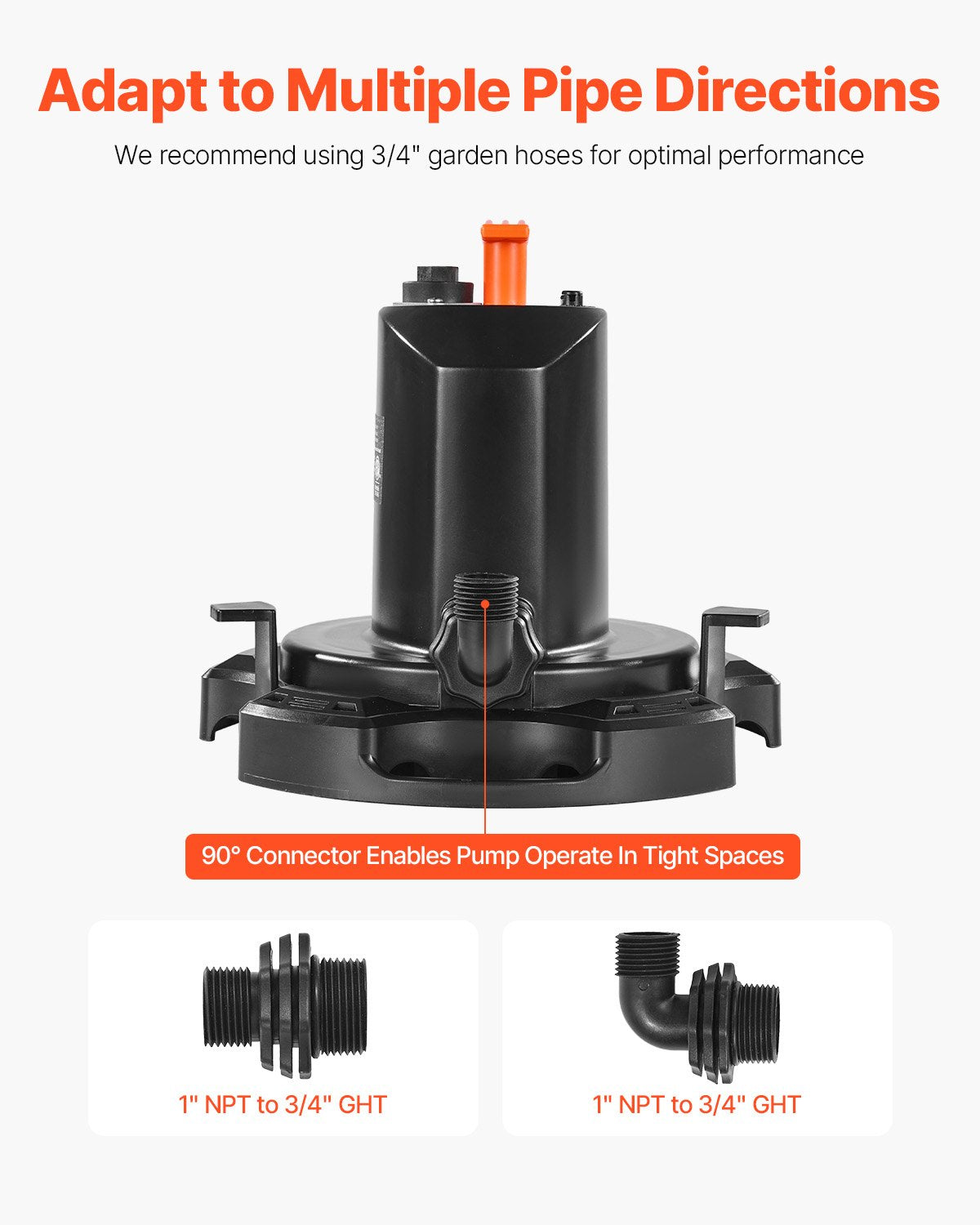 VEVOR Pool Cover Pump Submersible Swimming 1/2 HP 1575 GPH with 25 ft Power Cord