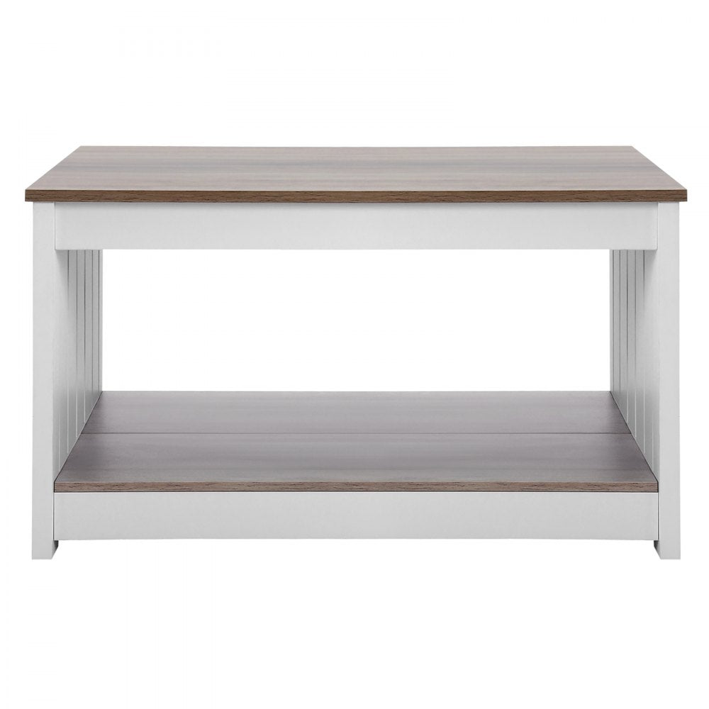 VEVOR 31.5" Farmhouse Coffee Table Square Table with Open Storage Compartment