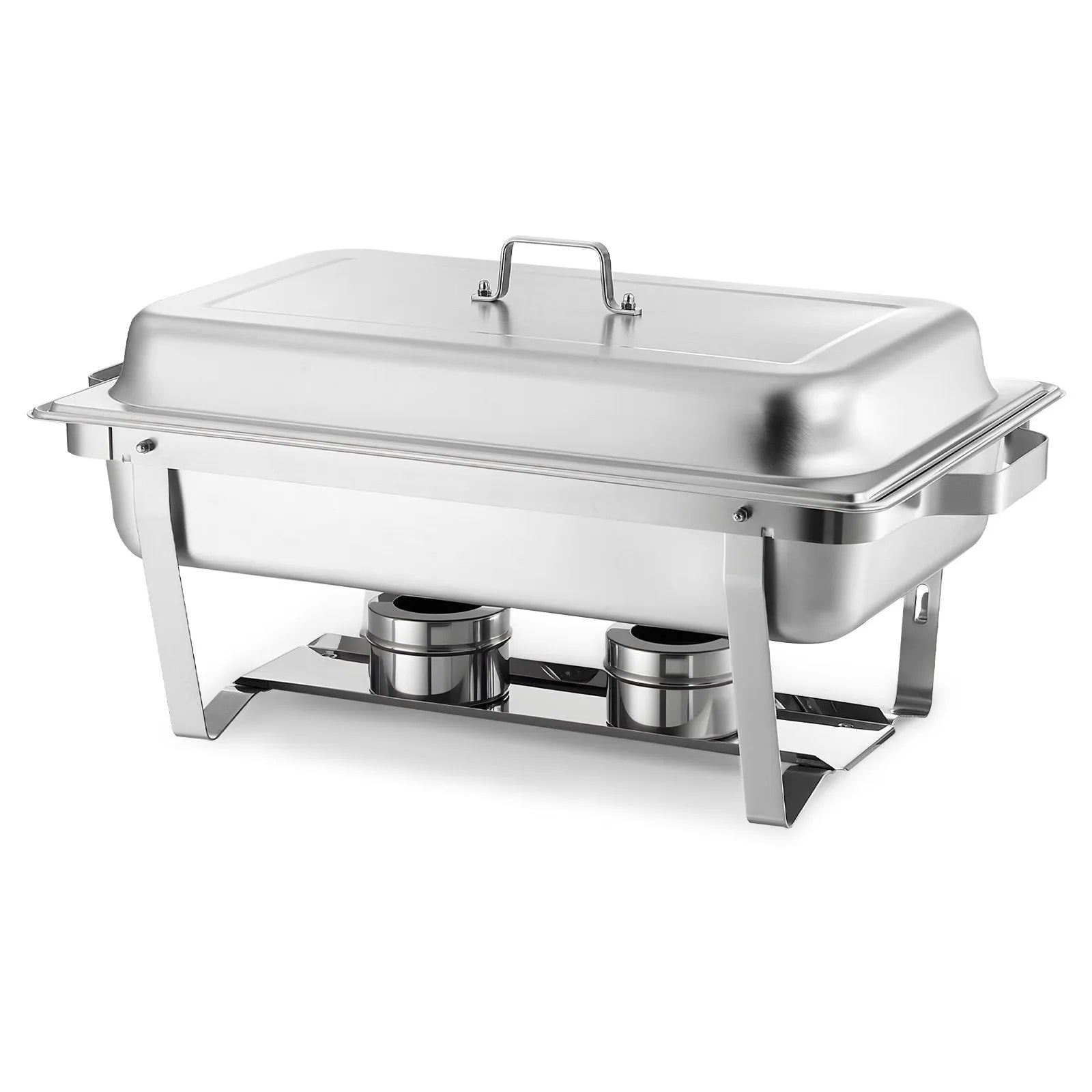VEVOR Rectangle Chafing Dish, 9 Qt 2 Pack Stainless Steel Chafing Dish, Food Warmer Chafer Complete Set with Hollow Handle, 1 Food Tongs, Lid, Fuel Holder, Chafer Dishes for Banquet Party Wedding