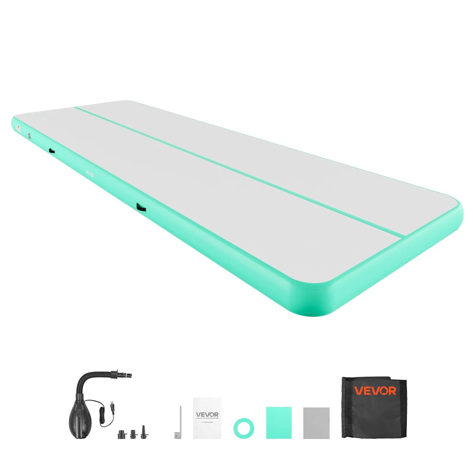 20 ft Inflatable Gymnastics Air Mat with Electric Pump, 8 in Thick Tumble Track for Gym, Cheer, Yoga & Home Training
