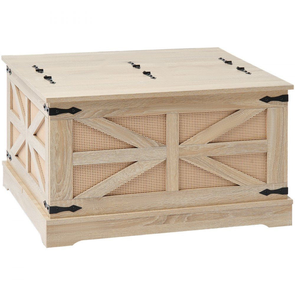 VEVOR Rattan Coffee Table Rectangle Rattan Coffee Table 2-Tier for Living Room