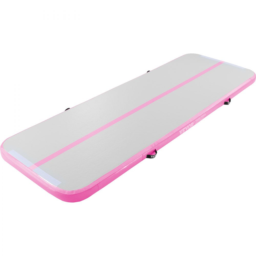 VEVOR Gymnastics Air Mat, 4 inch Thickness Inflatable Gymnastics Tumbling Mat, Tumble Track with Electric Pump, Training Mats for Home Use/Gym/Yoga/Cheerleading/Beach/Park/Water, 10 ft, Pink