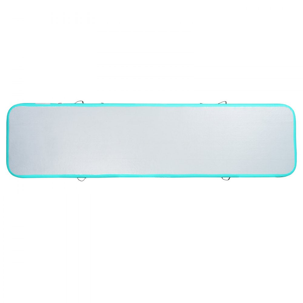 VEVOR Gymnastics Air Mat, 4 inch Thickness Inflatable Gymnastics Tumbling Mat, Tumble Track with Electric Pump, Training Mats for Home Use/Gym/Yoga/Cheerleading/Beach/Park/Water, 13 ft, Mint Green