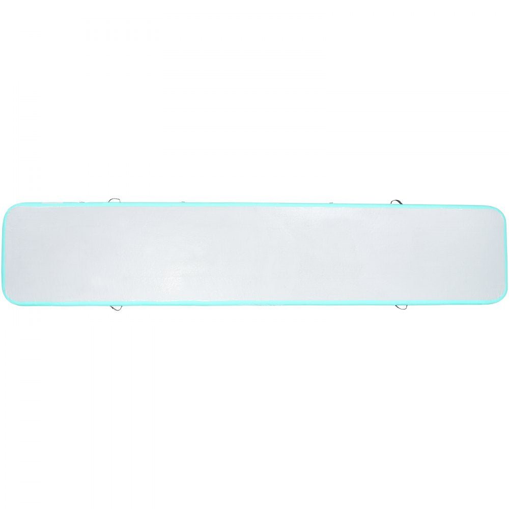 VEVOR Gymnastics Air Mat, 4 inch Thickness Inflatable Gymnastics Tumbling Mat, Tumble Track with Electric Pump, Training Mats for Home Use/Gym/Yoga/Cheerleading/Beach/Park/Water, 16 ft, Mint Green