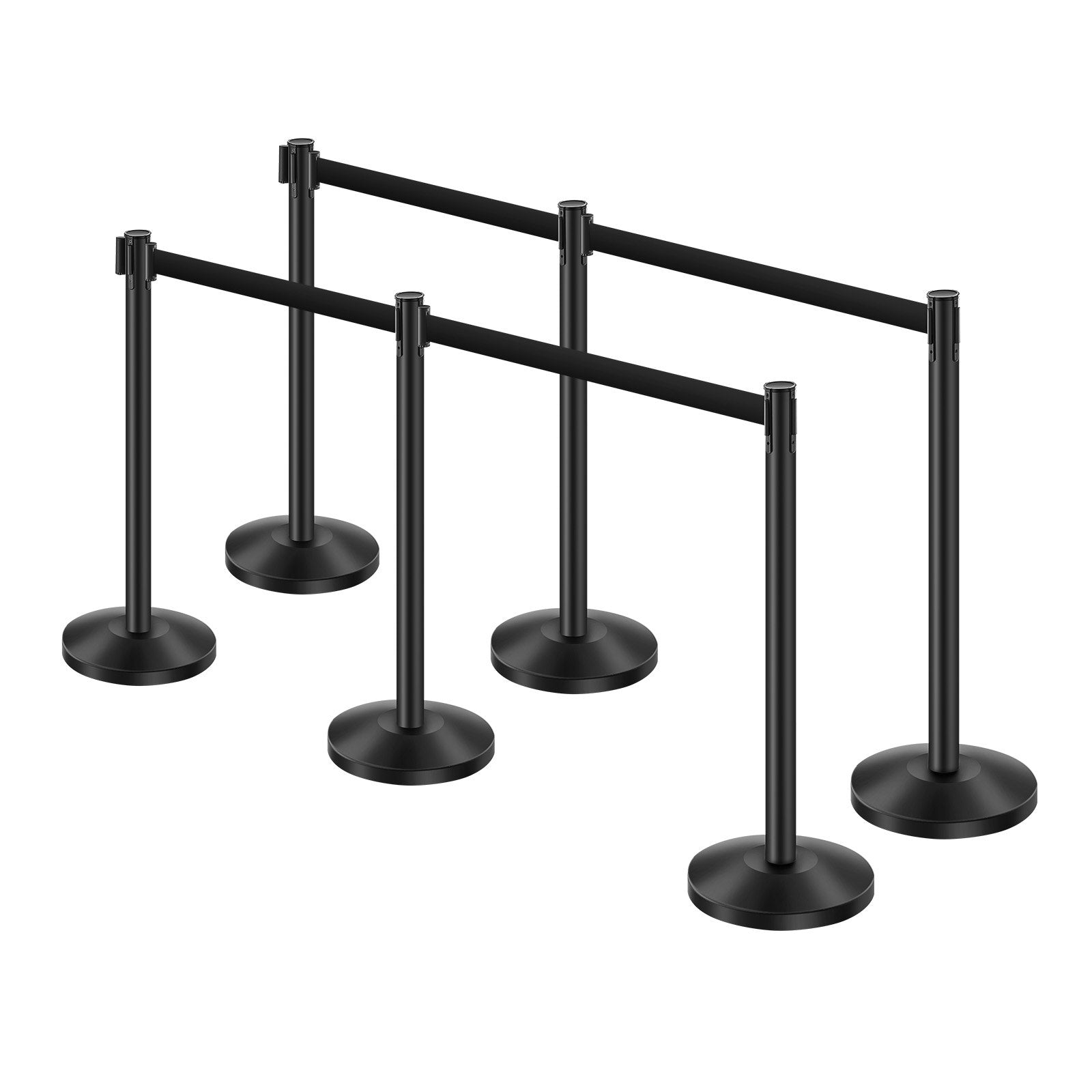 VEVOR 6 Pcs Stanchion Post with 4 Retractable Belts & Sand Injection Hollow Base