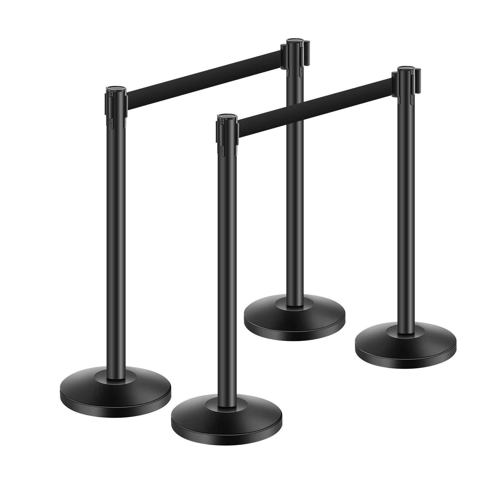 VEVOR 4 Pcs Stanchion Post with 4 Retractable Belts & Sand Injection Hollow Base