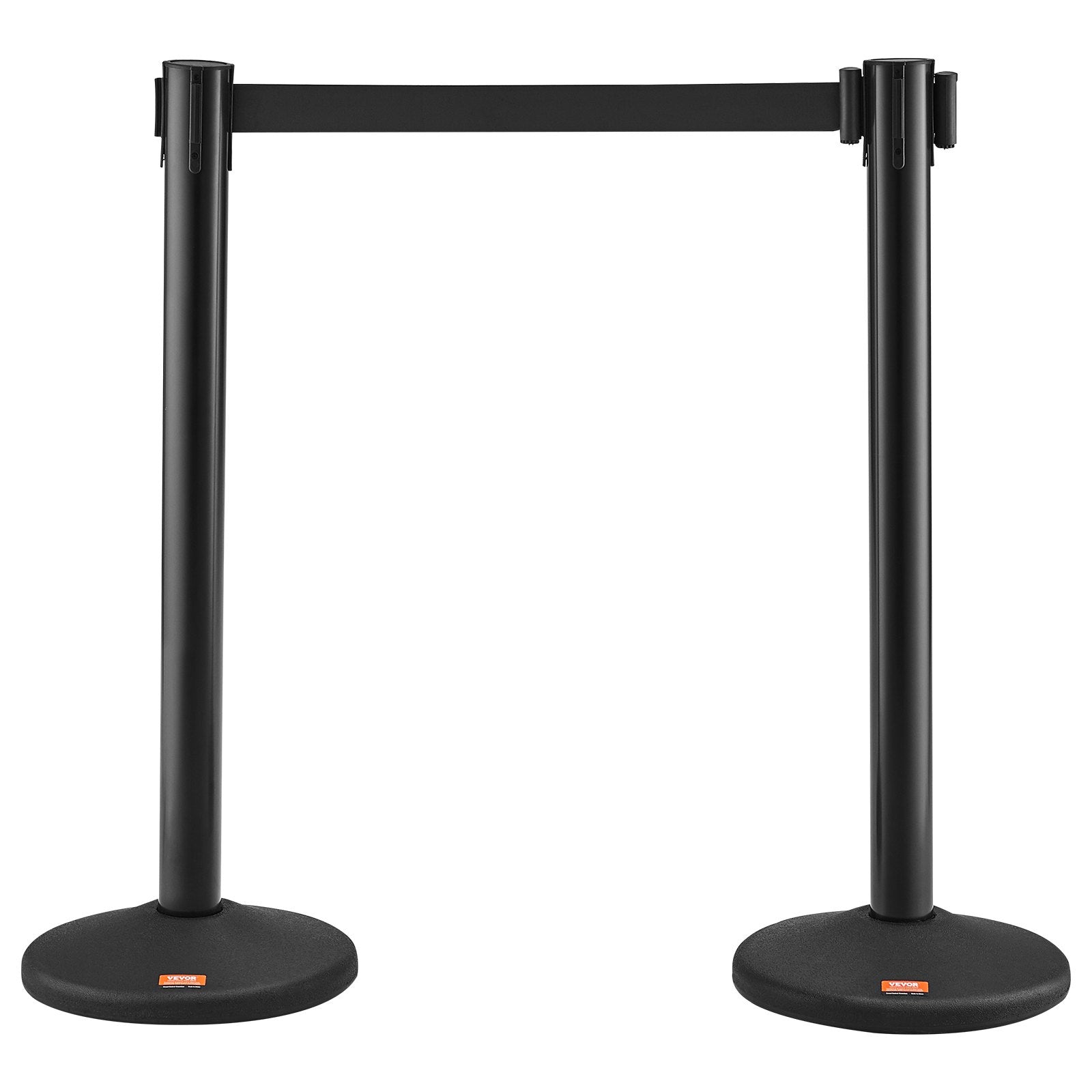 VEVOR Crowd Control Stanchions, 2-Pack Crowd Control Barriers with 6.5FT Black Retractable Belt, Plastic Stanchion Queue Post, Belt Barriers Line Divider Stanchion Set for Party, Airport, Exhibition