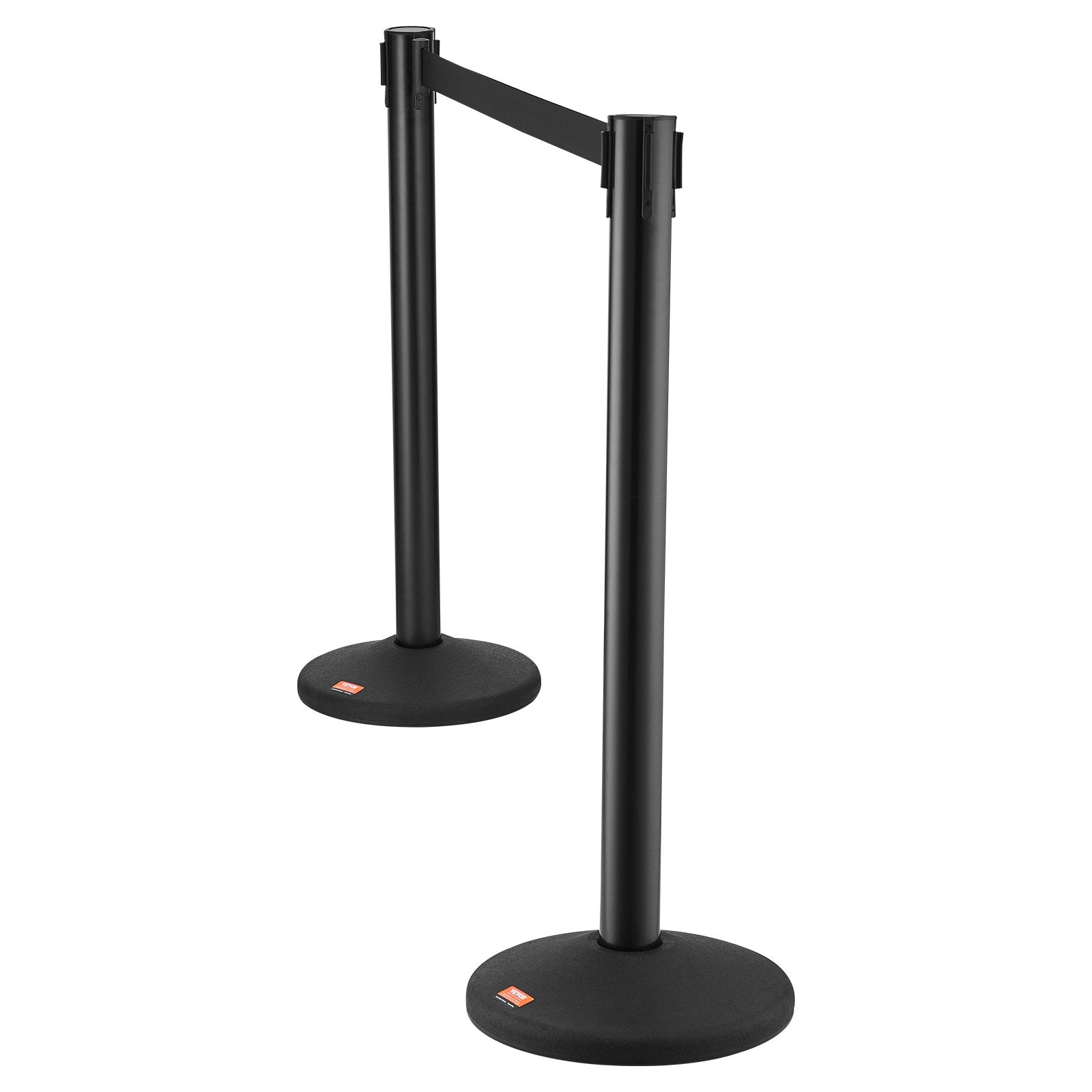 VEVOR Crowd Control Stanchions, 2-Pack Crowd Control Barriers with 6.5FT Black Retractable Belt, Plastic Stanchion Queue Post, Belt Barriers Line Divider Stanchion Set for Party, Airport, Exhibition