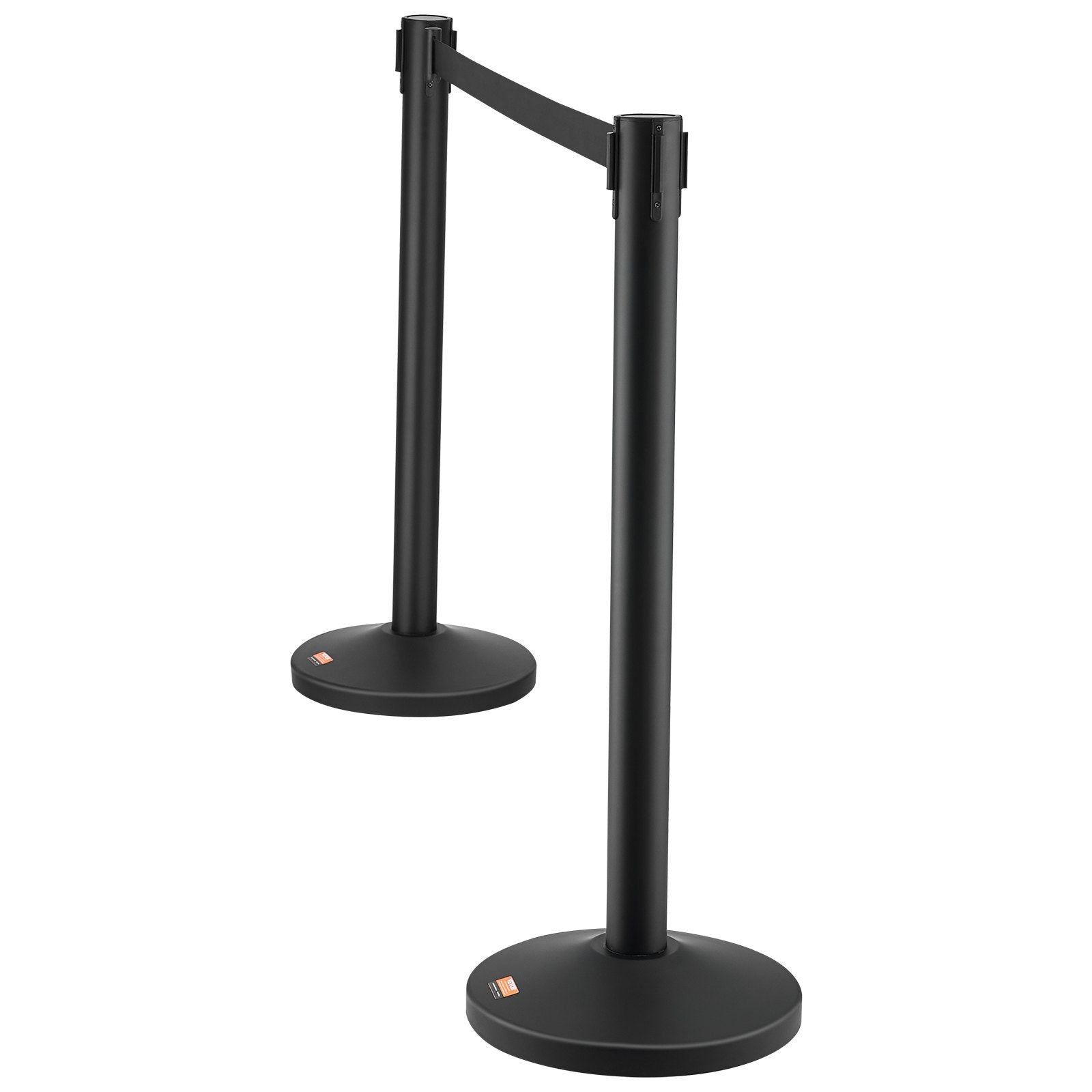 VEVOR Crowd Control Stanchion, 4-Pack Crowd Control Barrier, Carbon Steel Baking Painted Stanchion Queue Post with 2PCS 6.5FT Retractable Belt & Fillable Base, Belt Barrier Line Divider, Easy Assembly