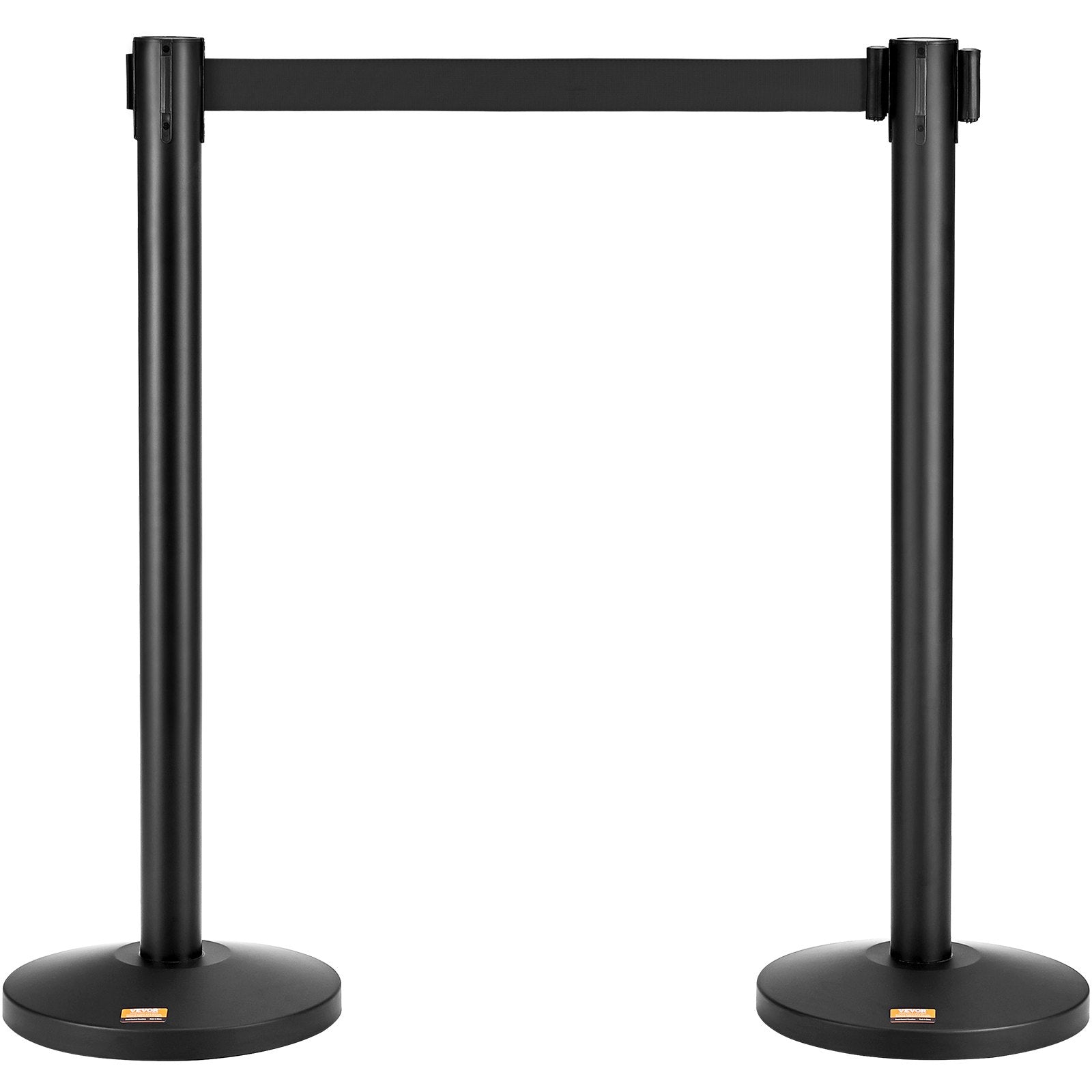 VEVOR Crowd Control Stanchions, 2-Pack Crowd Control Barriers, Carbon Steel Baking Painted Stanchion Queue Post with 11FT Black Retractable Belt, Belt Barriers Line Divider for Exhibition, Airport