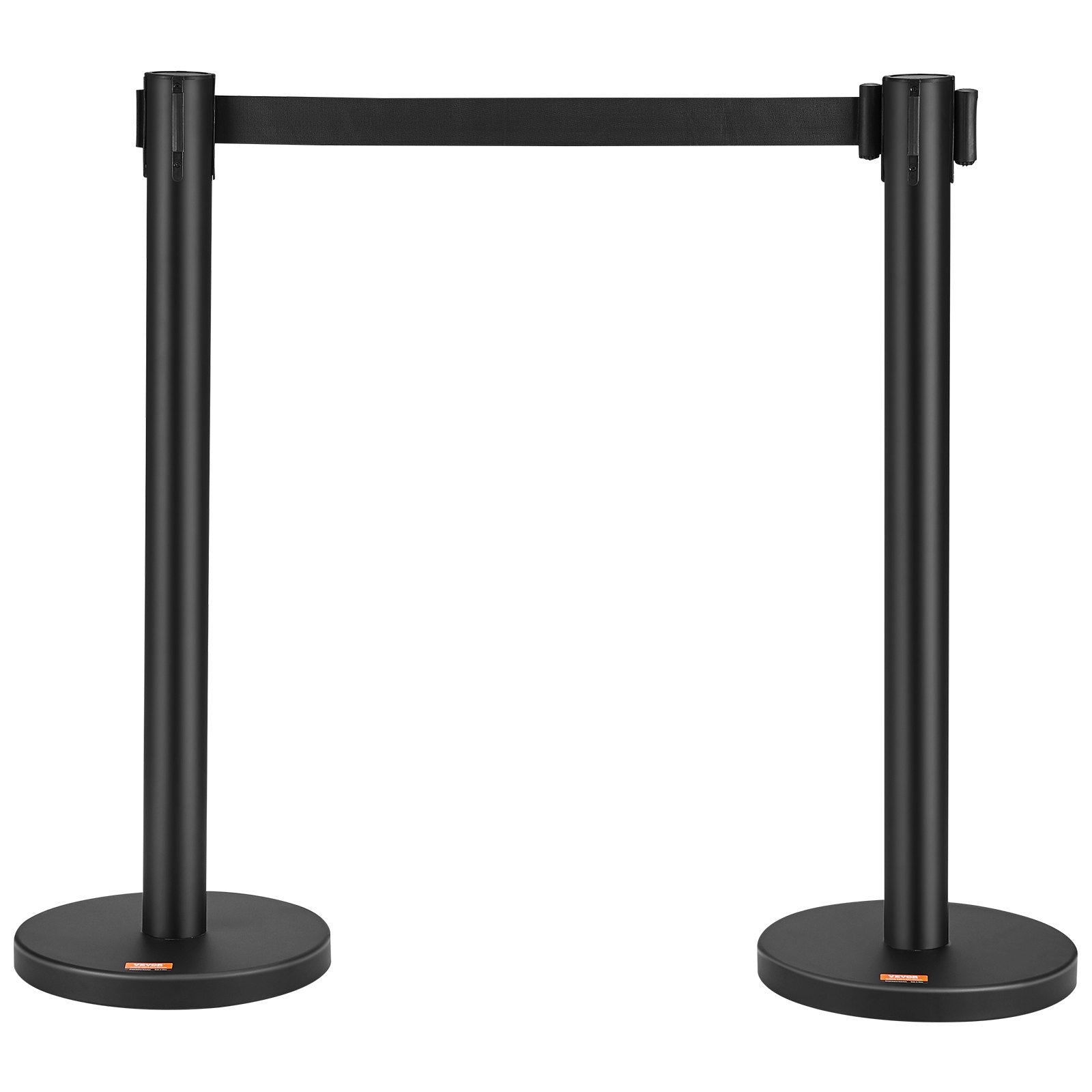 VEVOR Crowd Control Stanchions, 2-Pack Crowd Control Barriers, Carbon Steel Baking Painted Stanchion Queue Post with 6.5FT Black Retractable Belt, Belt Barriers Line Divider for Exhibition, Airport