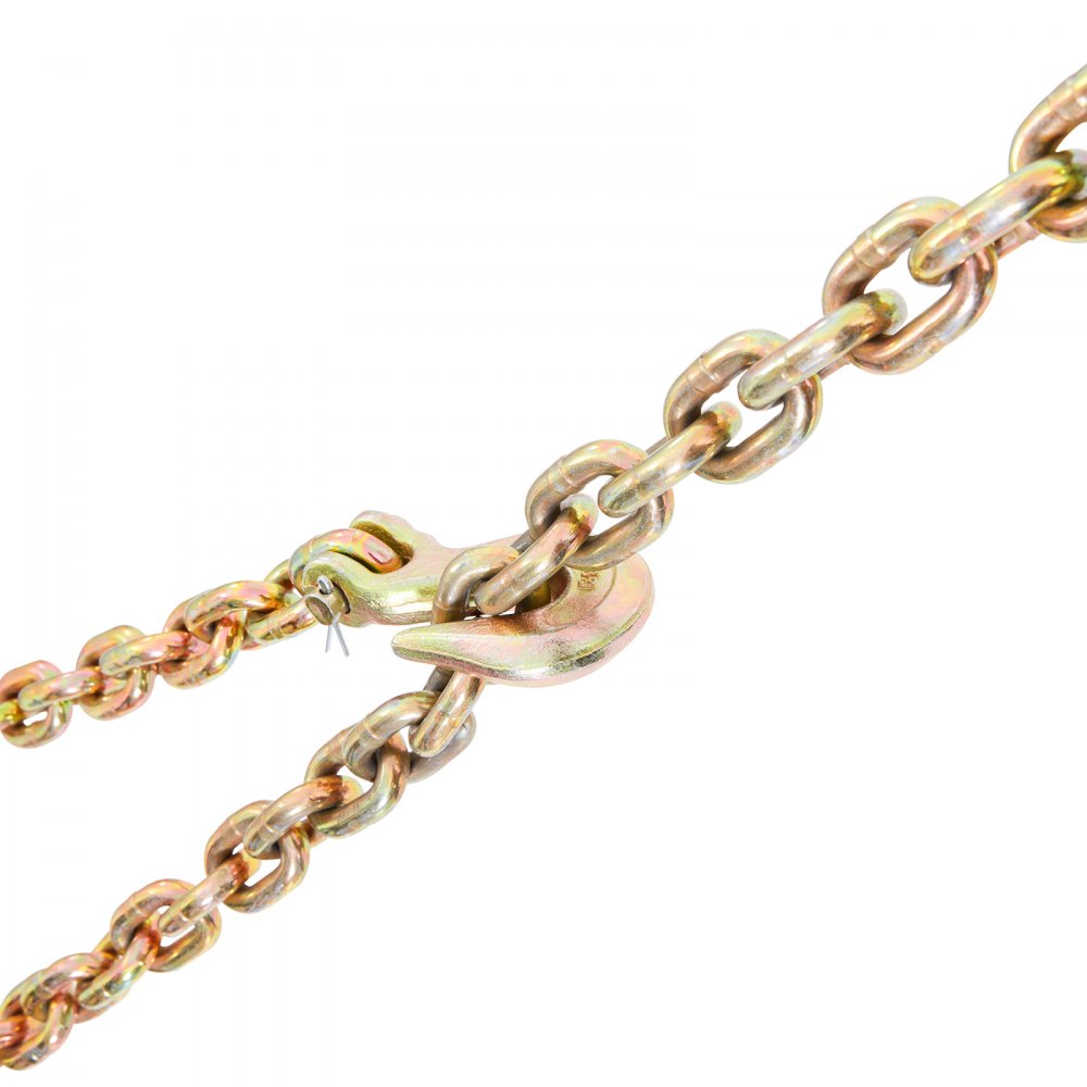 VEVOR Transport Binder Chain, 7100 lbs Working Load Limit, 3/8'' x 20' G80 Tow Chain Tie Down with Grab Hooks, DOT Certified, Galvanized Coating Manganese Steel for Dock Factory Construction Site