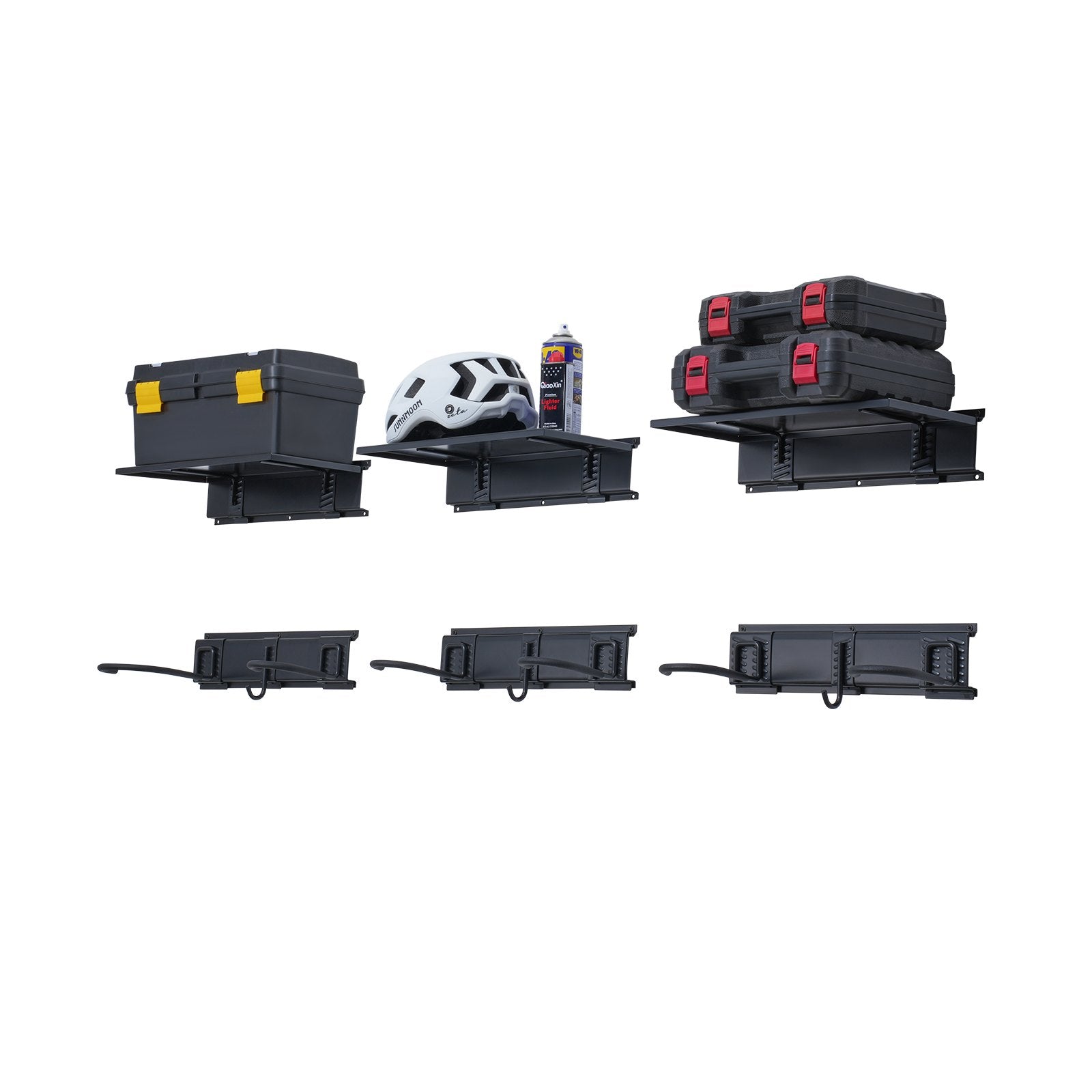 VEVOR Bike Storage Rack Wall Mount Garage Bike Holder & 3 Shelves for 6 Bicycles