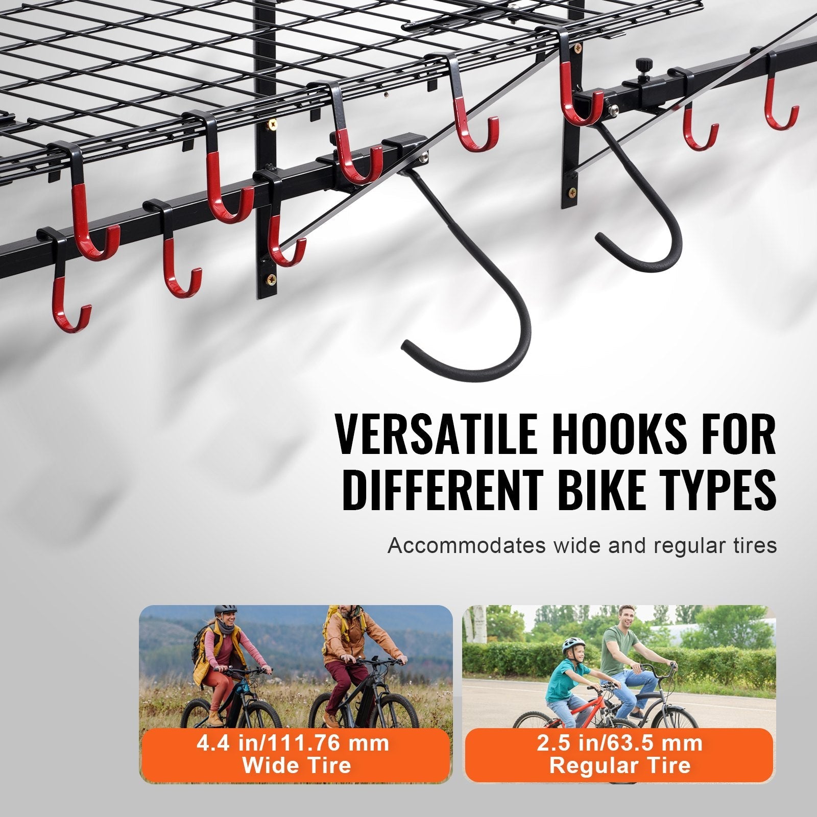 VEVOR Bike Storage Rack Wall Mount Garage Bike Holder & 2 Shelves for 4 Bicycles
