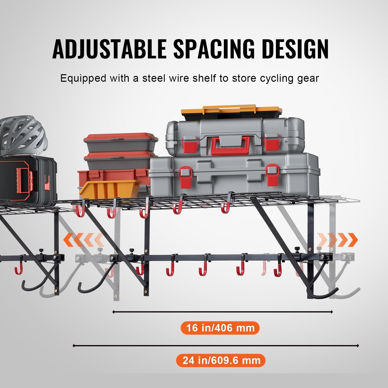 VEVOR Bike Storage Rack Wall Mount Garage Bike Holder & 2 Shelves for 4 Bicycles