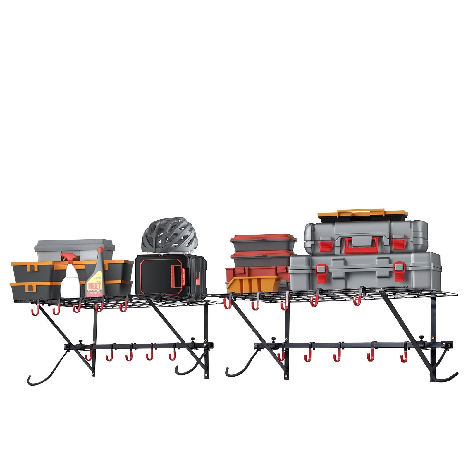 VEVOR Bike Storage Rack Wall Mount Garage Bike Holder & 2 Shelves for 4 Bicycles