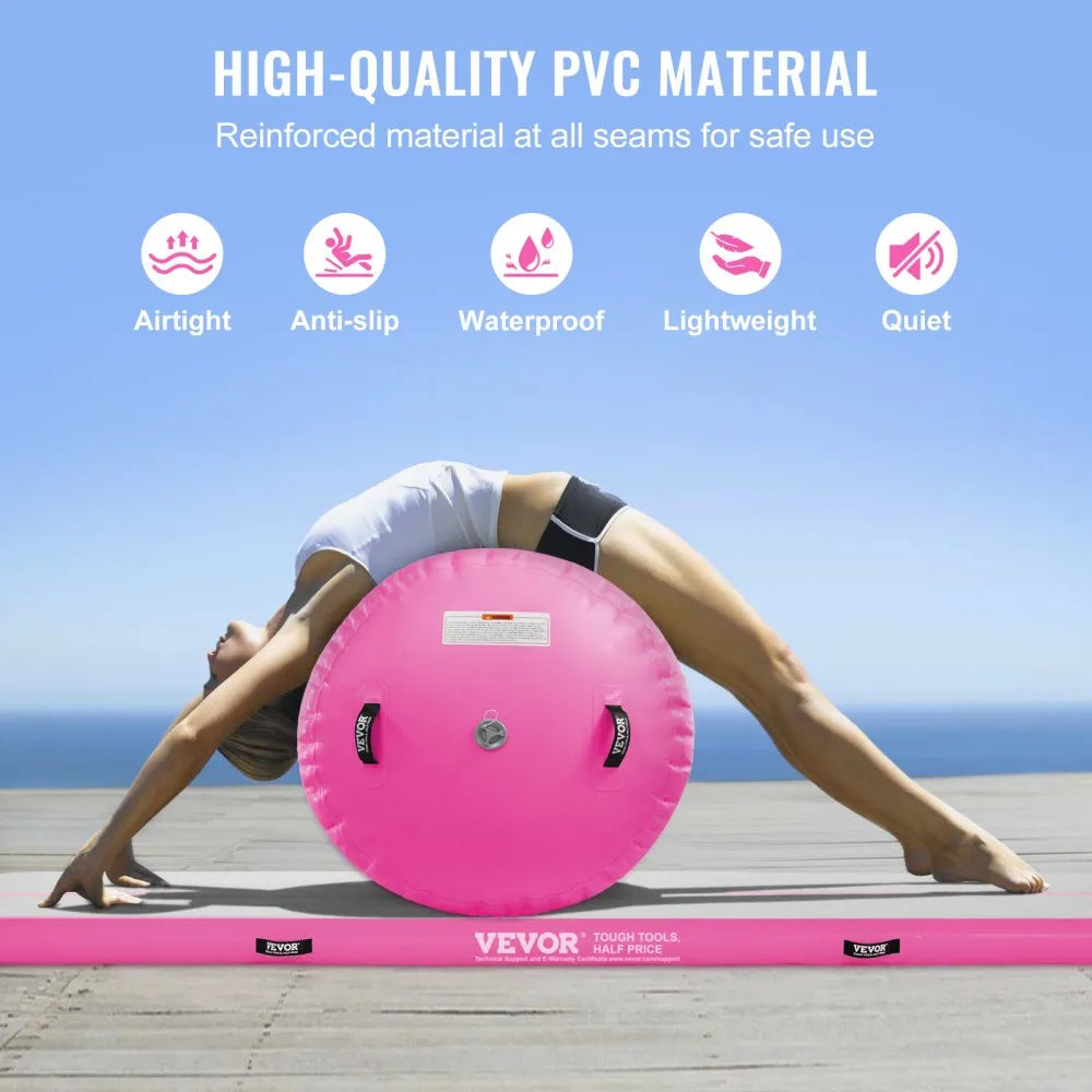 2-Piece Inflatable Gymnastics Air Mat & Air Roller Set with Electric Pump for Tumbling, Cheerleading & Home Training