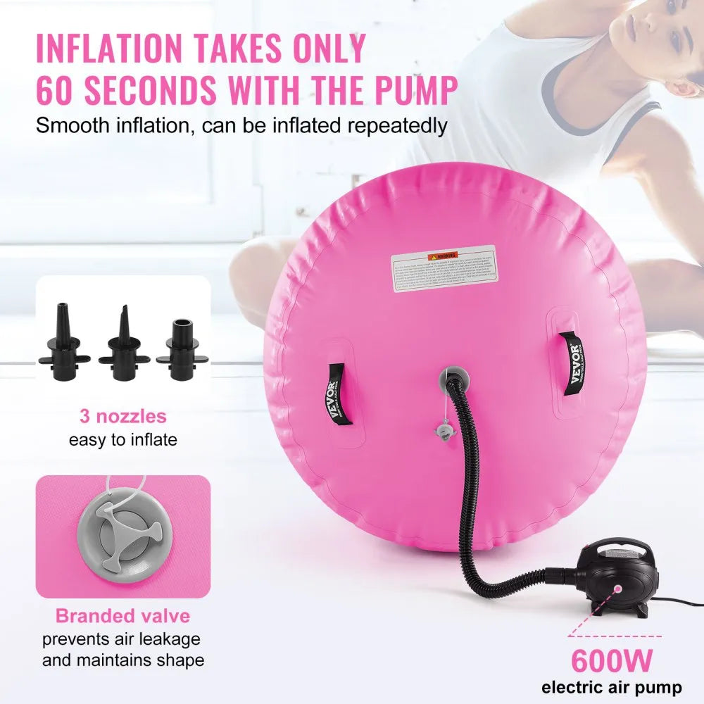 2-Piece Inflatable Gymnastics Air Mat & Air Roller Set with Electric Pump for Tumbling, Cheerleading & Home Training