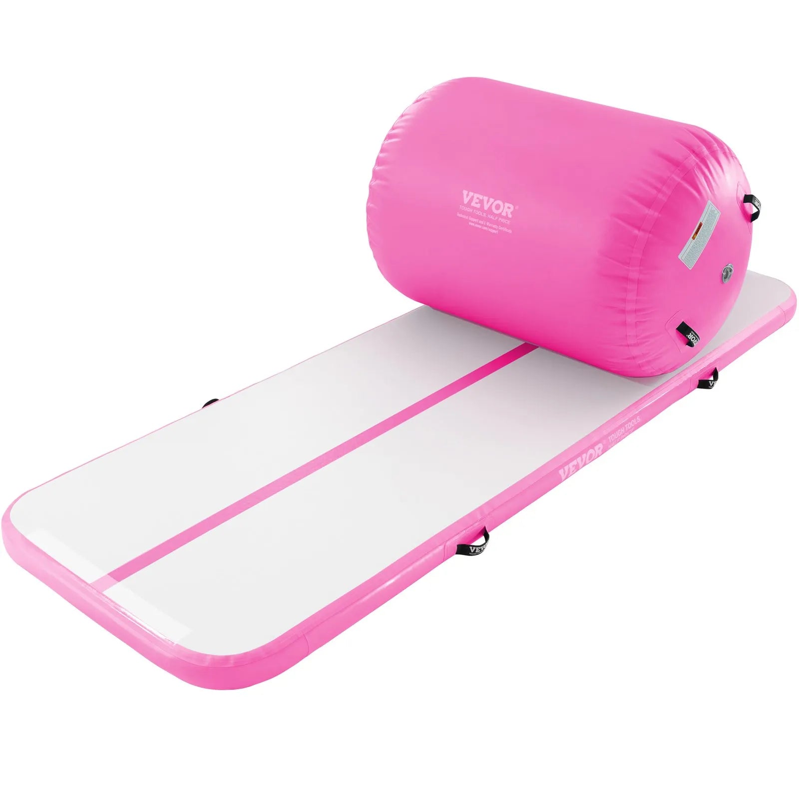 2-Piece Inflatable Gymnastics Air Mat & Air Roller Set with Electric Pump for Tumbling, Cheerleading & Home Training