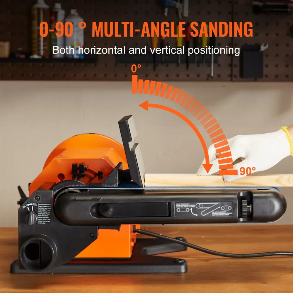 VEVOR Professional Belt Sander, 8" Disc Sander and 4 x 36 in. Belt Sander with 5A Induction Motor Cast Aluminum Worktable for Woodworking, Metalworking