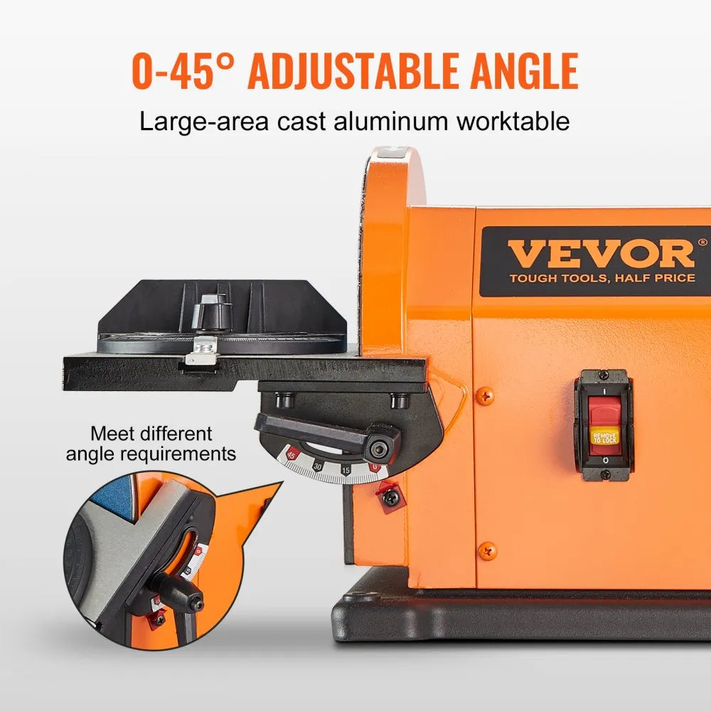 VEVOR Professional Belt Sander, 8" Disc Sander and 4 x 36 in. Belt Sander with 5A Induction Motor Cast Aluminum Worktable for Woodworking, Metalworking