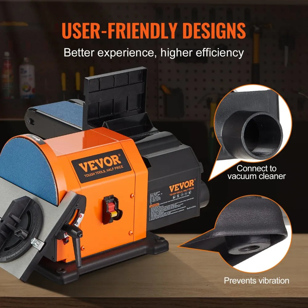 VEVOR Professional Belt Sander, 8" Disc Sander and 4 x 36 in. Belt Sander with 5A Induction Motor Cast Aluminum Worktable for Woodworking, Metalworking