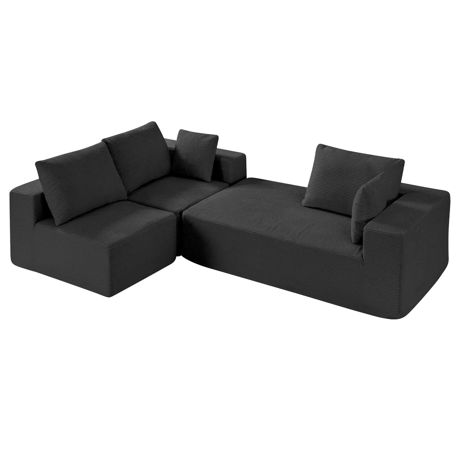 VEVOR Modular Sectional Sofa L Shaped Cloud Couch with Chaise and Cushion Black