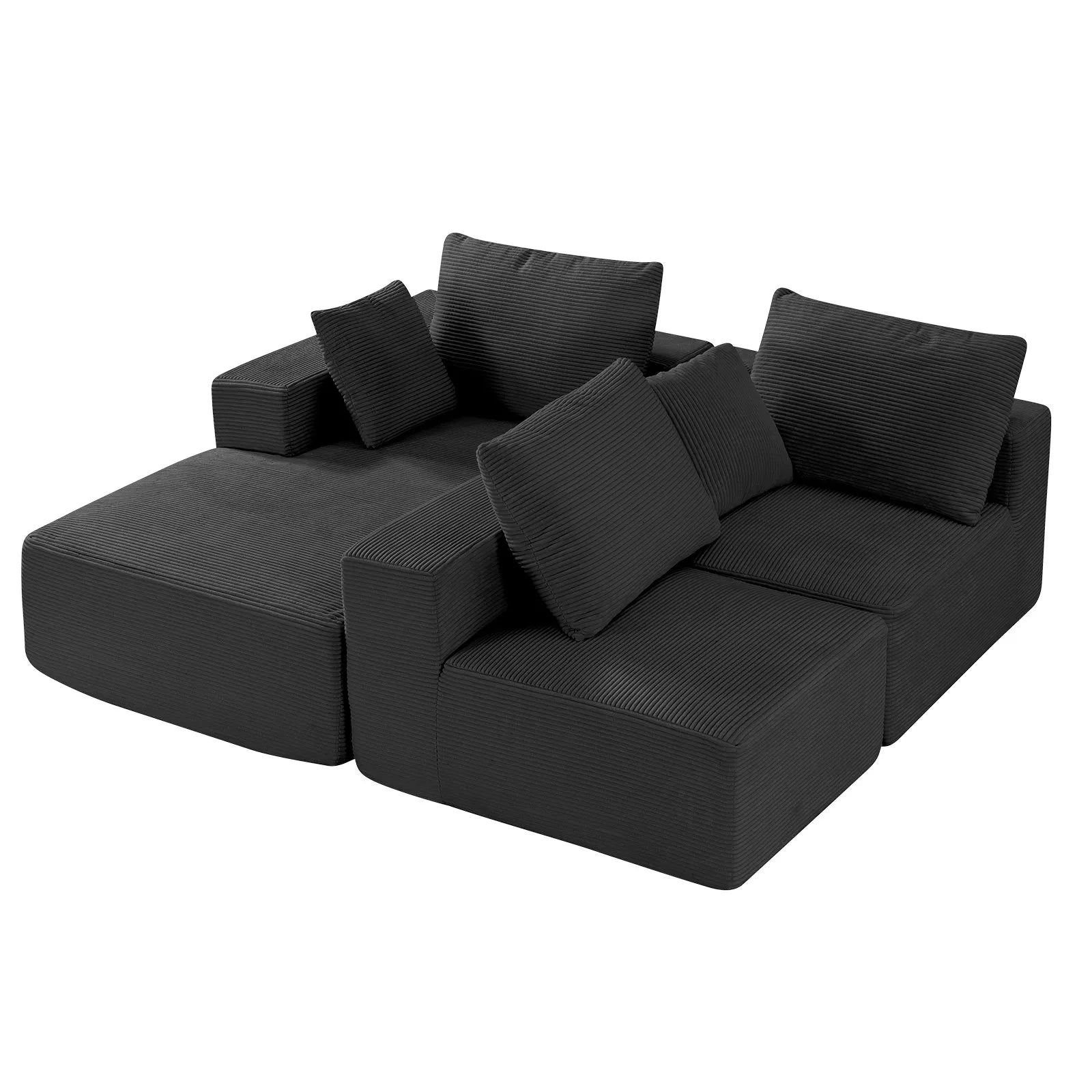 VEVOR Modular Sectional Sofa L Shaped Cloud Couch with Chaise and Cushion Black