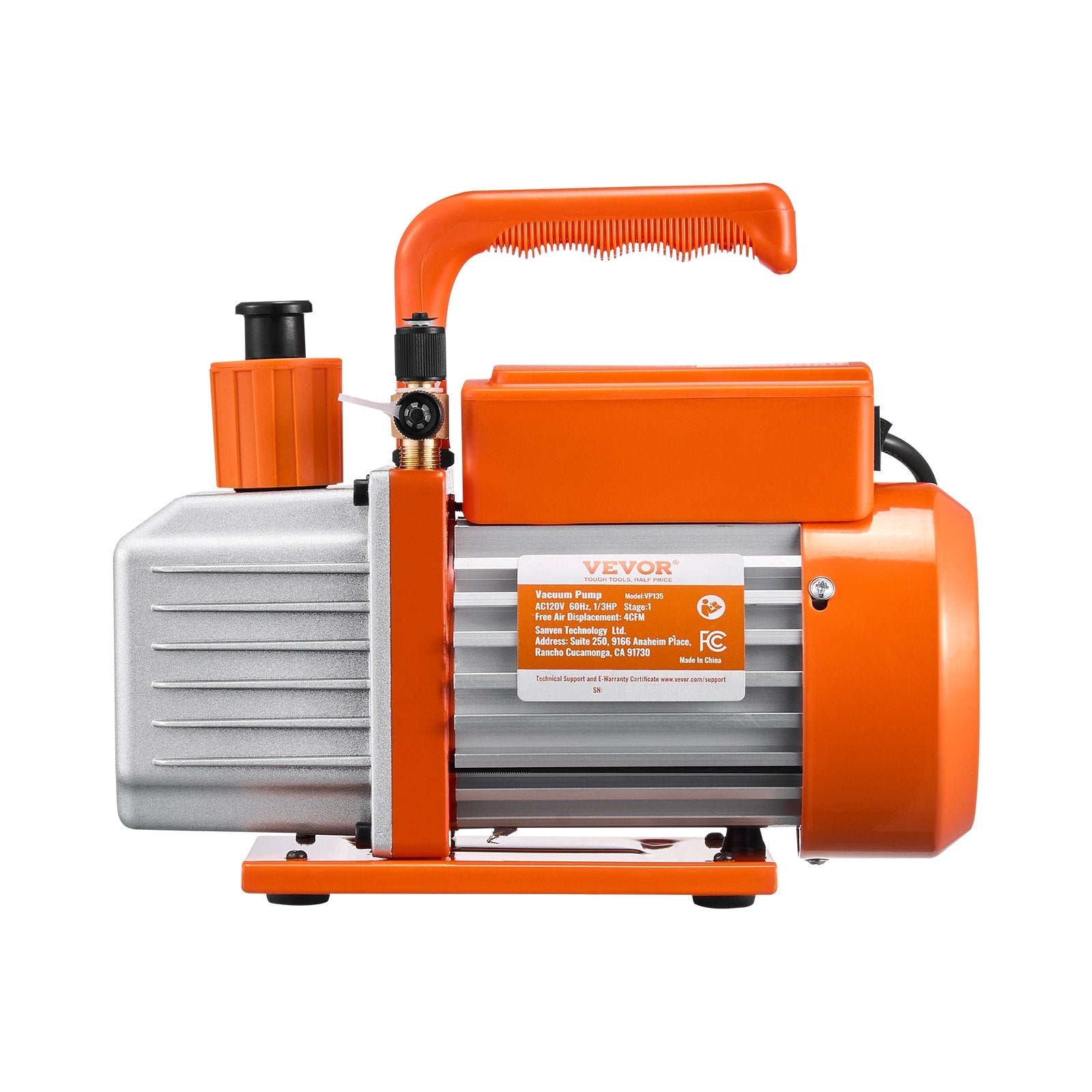VEVOR Vacuum Pump 4 CFM HVAC Single Stage Rotary Vane Vacuum Pump Oil Included