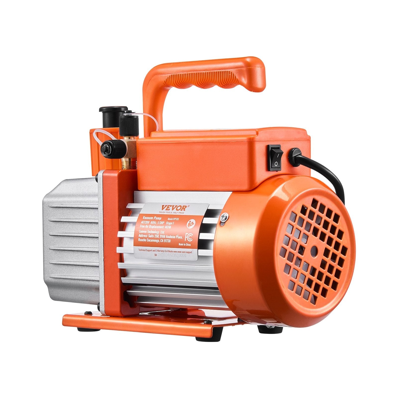 VEVOR Vacuum Pump 4 CFM HVAC Single Stage Rotary Vane Vacuum Pump Oil Included