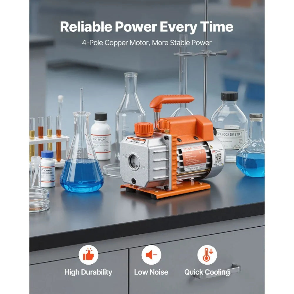 VEVOR 5 Gallon Vacuum Chamber with Pump, 3.5 CFM, Single Stage Vacuum Pump, Stainless Steel Degassing Chamber Kit with Tempered Glass Lid, 5 ft Hose, for Stabilizing Wood Degassing Silicone Resin