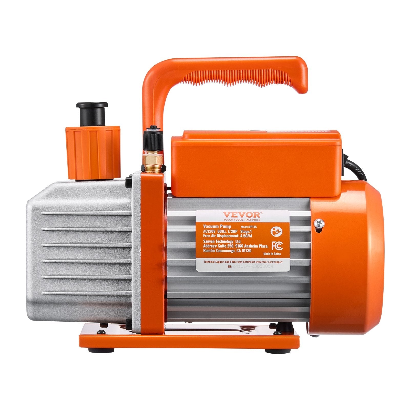 VEVOR 4.5 CFM HVAC Single Stage Rotary Vane Vacuum Pump and Manifold Gauge Kit