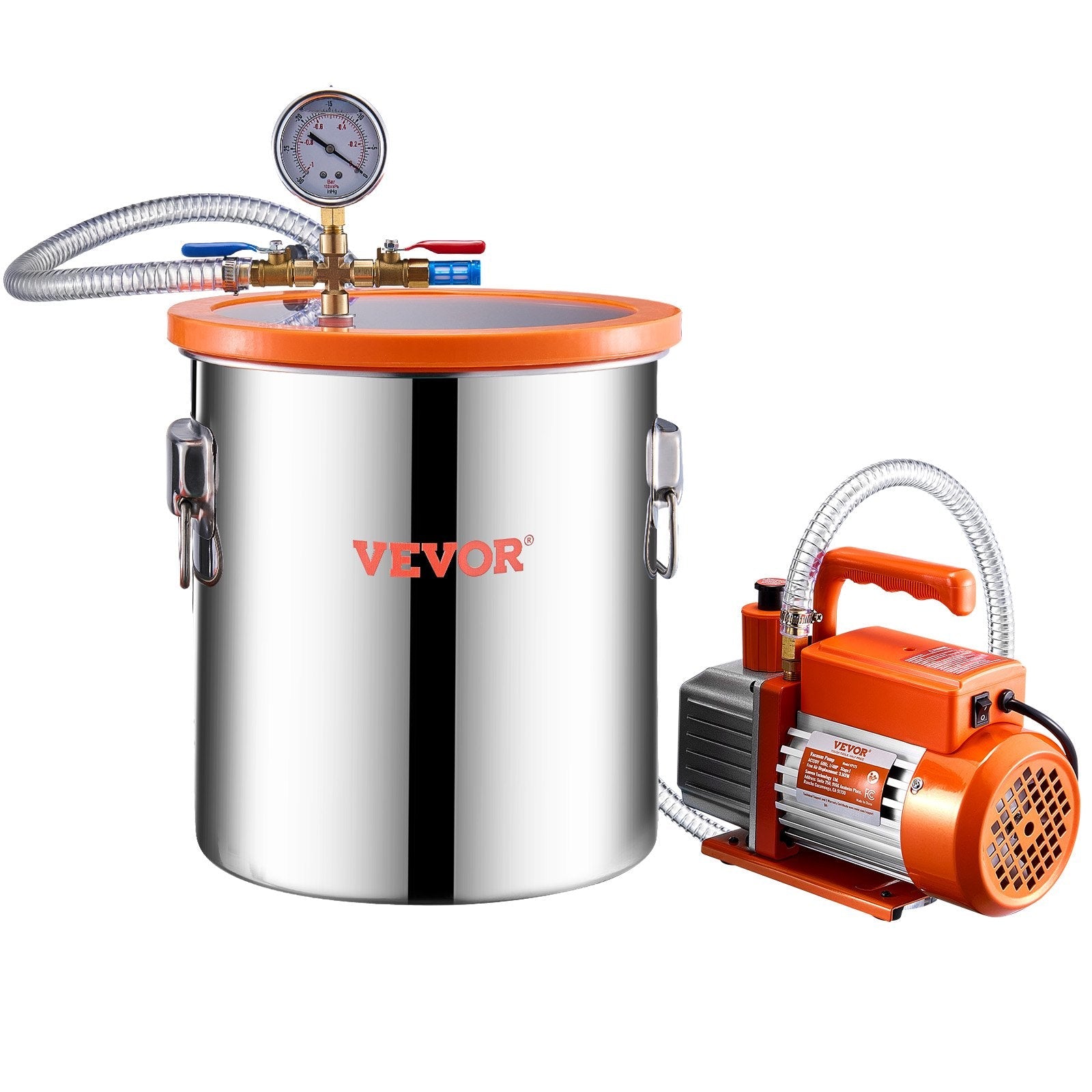VEVOR 5 Gallon Vacuum Chamber 3.5CFM Single Stage Pump Degassing Chamber Kit
