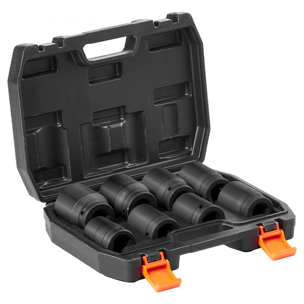 VEVOR Axle Nut Impact Socket Set 3/4" Drive 6-Point 8PCS Metric Spindle Socket