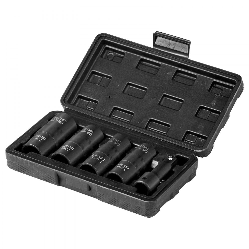 VEVOR Lug Nut Impact Socket Set 1/2 in Drive Metric and SAE 6-Point Flip Socket