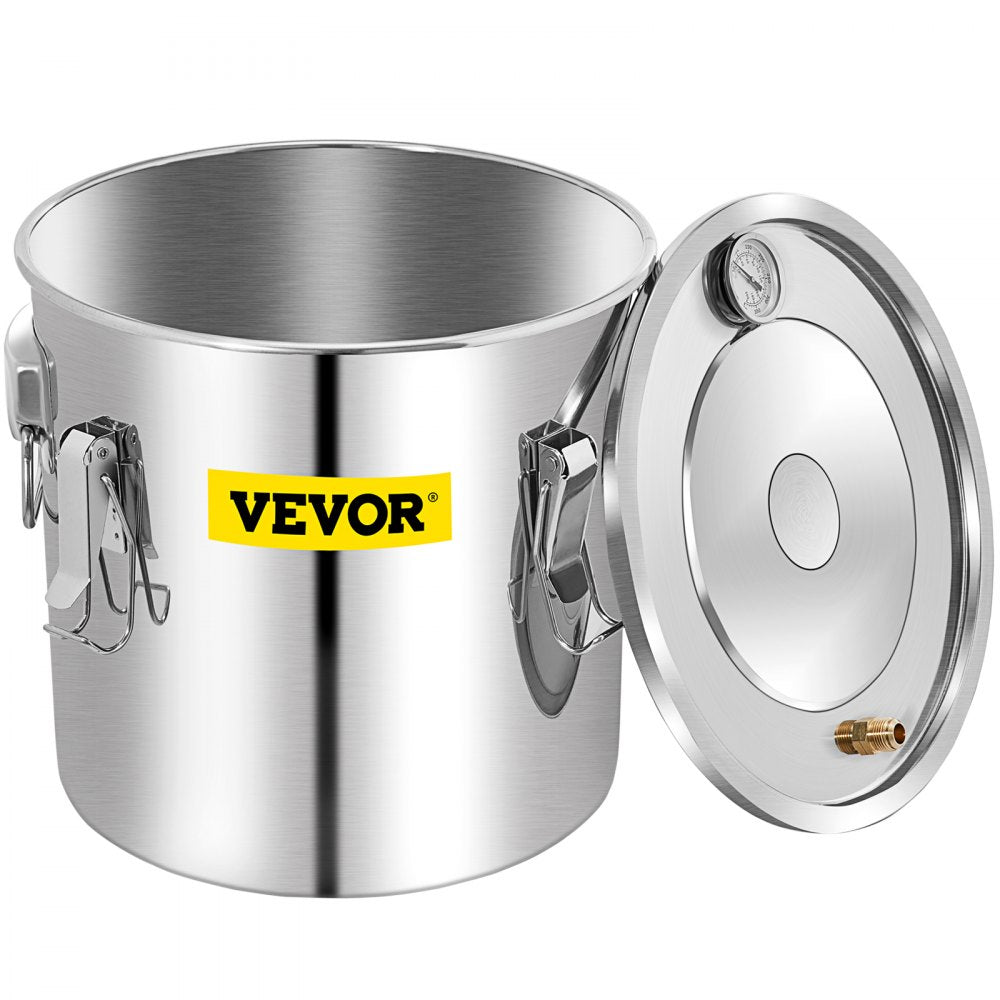 VEVOR Water Distiller, 13.2 Gal/50 L, Stainless Steel Distillery Kit with Copper Tube Built-in Thermometer, Home Broiler for DIY Brewing, Silver