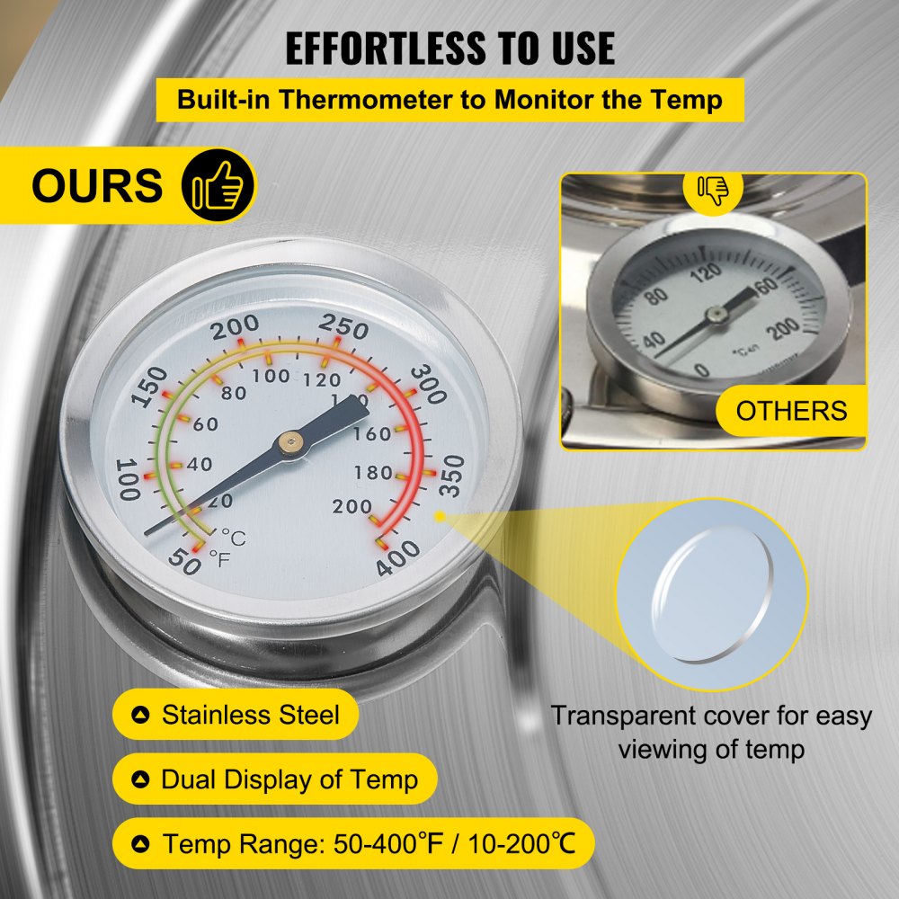 VEVOR Moonshine Still Distiller 5Gal 21L Stainless Steel Water Distiller Copper Tube Home Brewing Kit Build-in Thermometer for DIY Whisky Wine Brandy Sliver