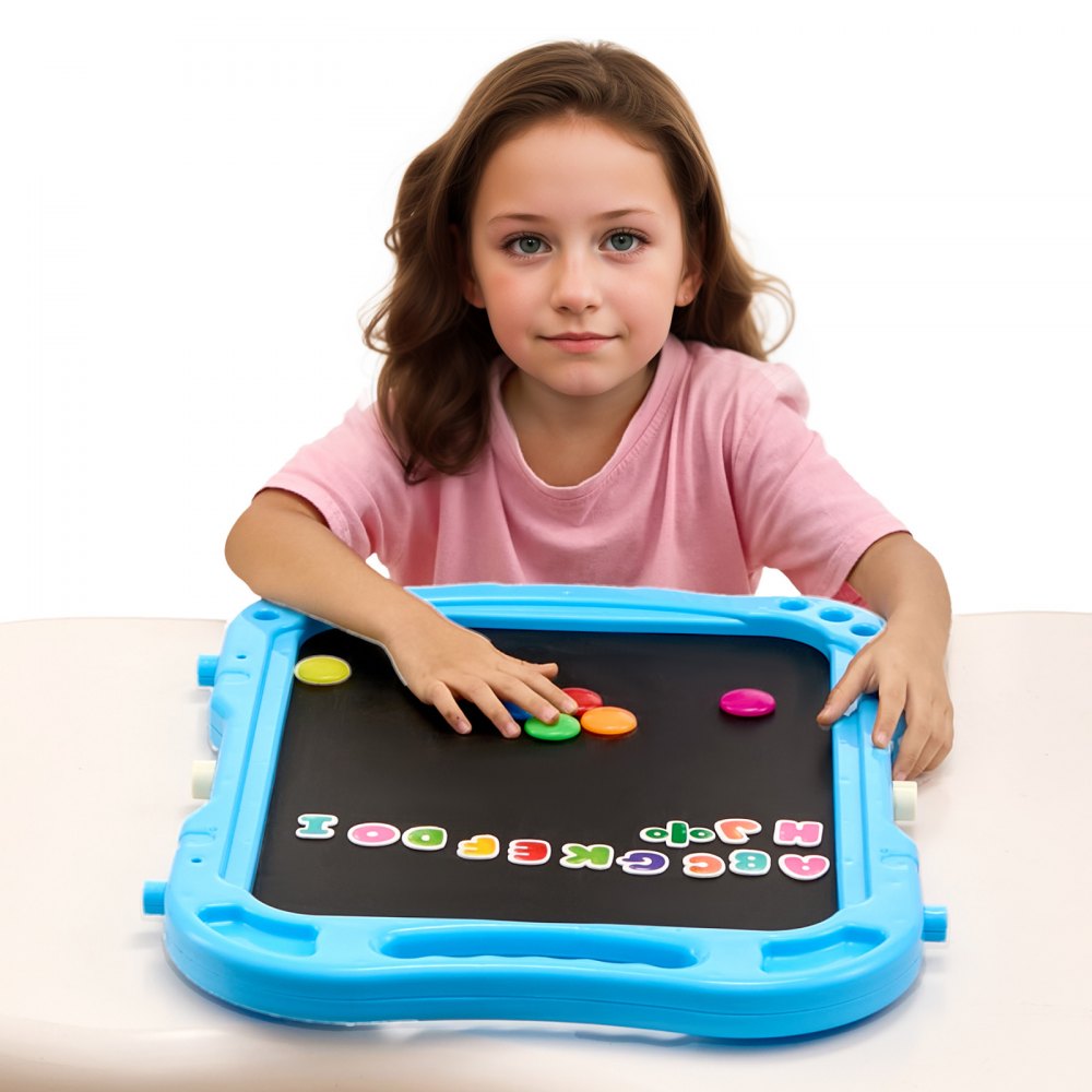 VEVOR 2-in-1 Kids Art Easel Double-Sided Magnetic Whiteboard Chalkboard Rotating