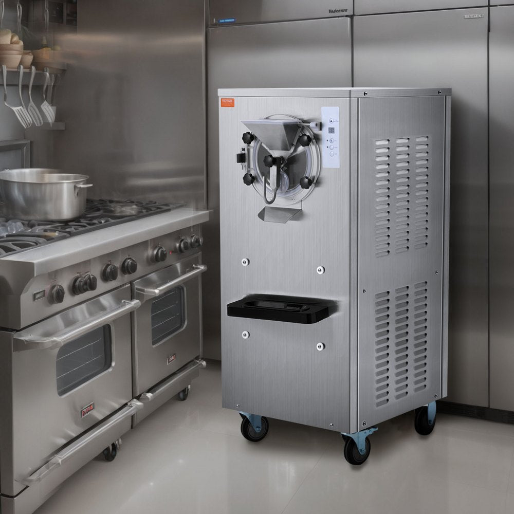 VEVOR Commercial Ice Cream Machine, 20-25L/H Yield, 2400W 1-Flavor Hard Serve Ice Cream Maker, 8L Stainless Steel Cylinder, Digital Display Auto Clean Adjustable Hardness, for Restaurant Snack Bars
