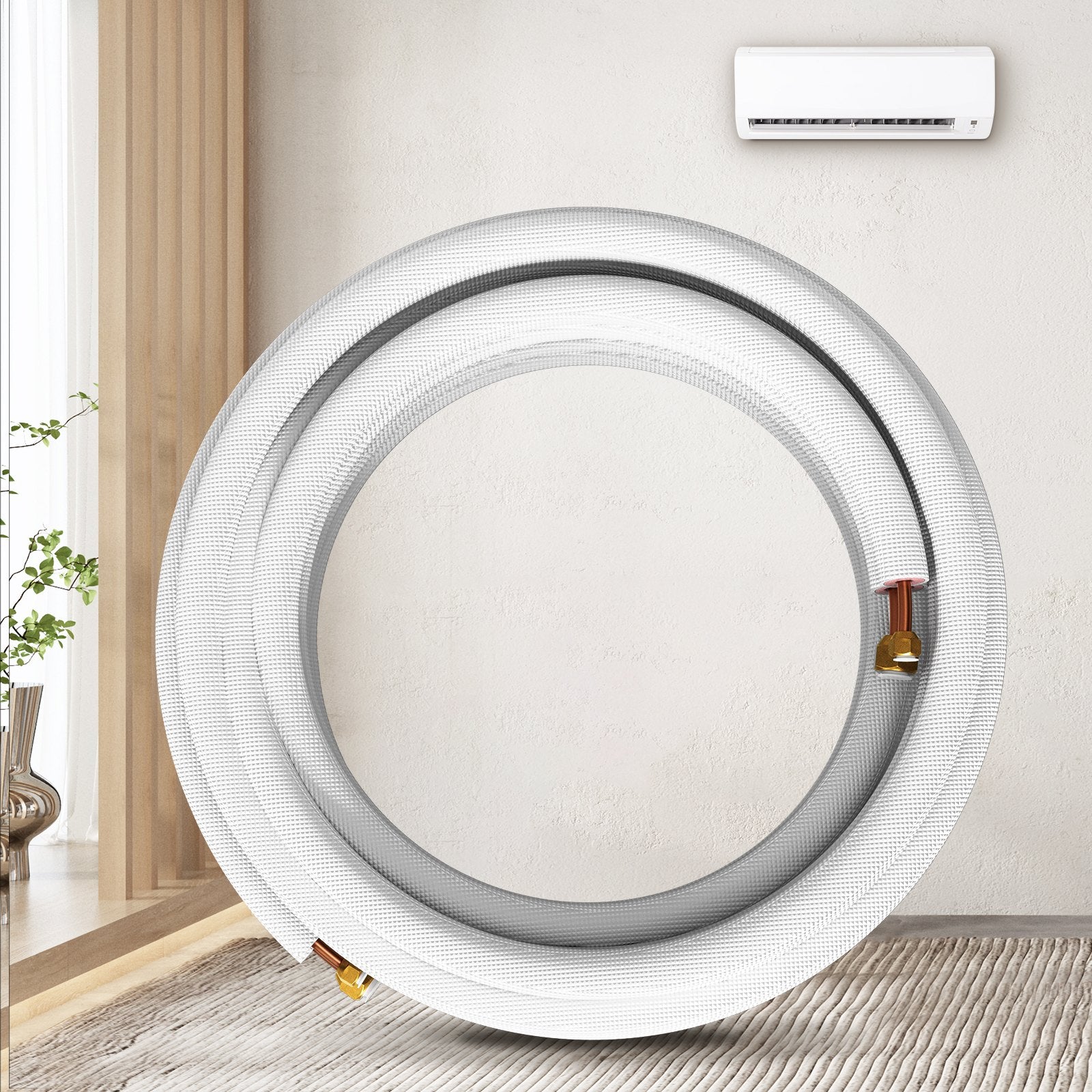 VEVOR Mini Split Copper Line Set 16ft Length, Copper Pipes for Mini Split Air Conditioner 3/8" & 5/8" OD, Flared Copper Lines White, Mini Split Line Set for Heat Pump System Line Set for 24000 BTU