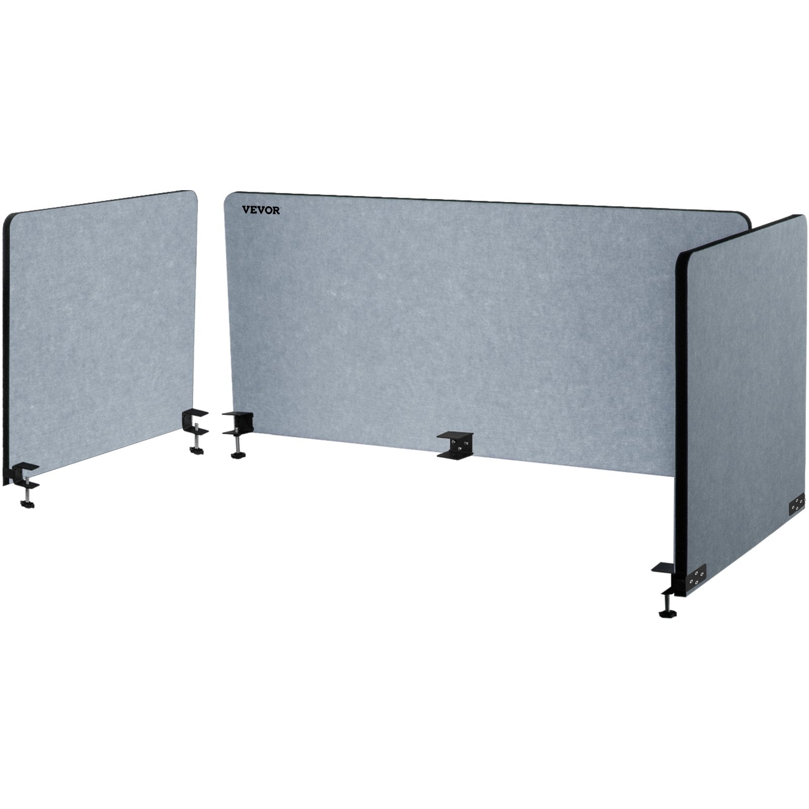 VEVOR Desk Divider 60'' Desk Privacy Panel, 3 Panels Privacy Acoustic Panel, Sound Absorbing Acoustic Privacy Panel, Reduce Noise and Visual Distractions, Lightweight Clamp-on Divider Light Gray