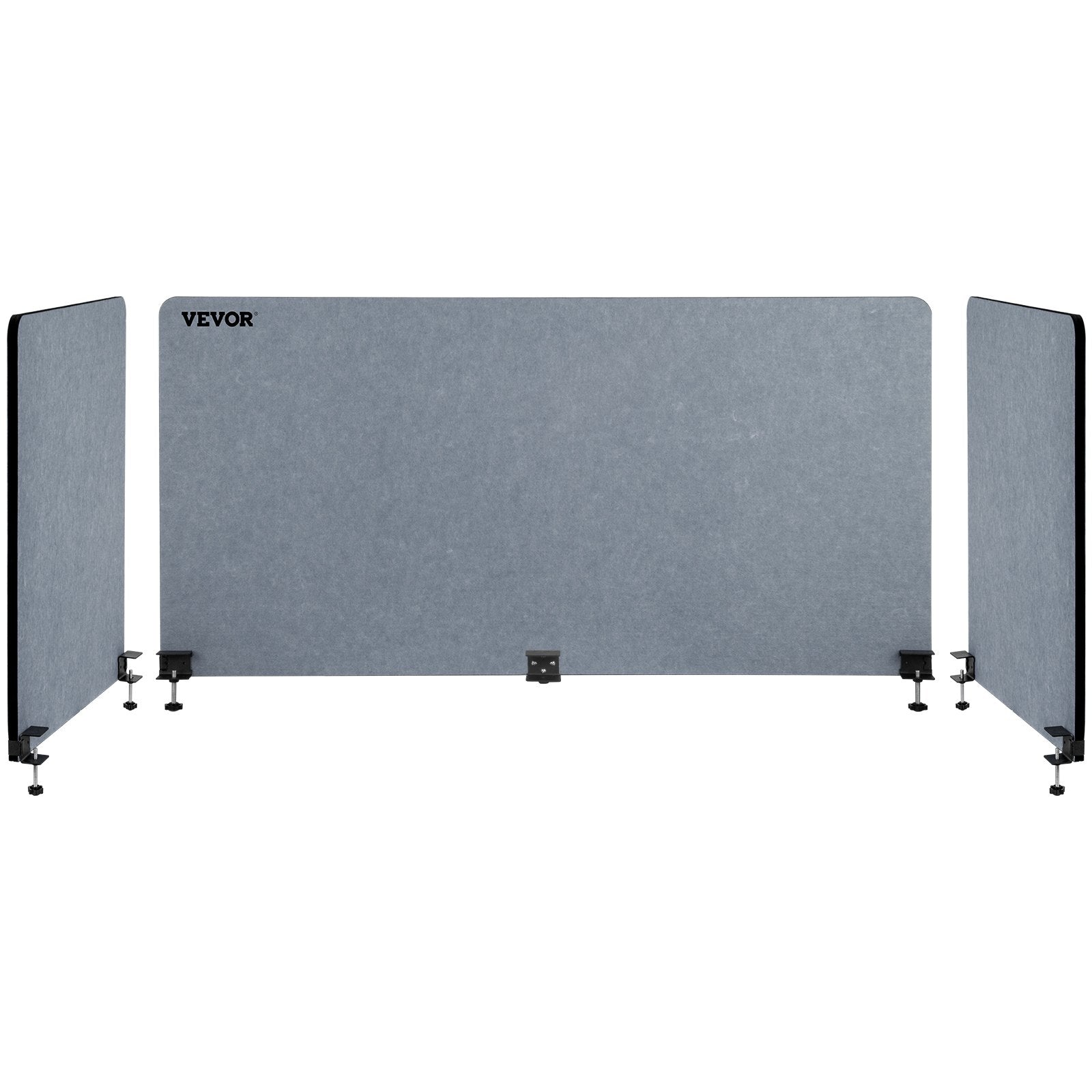 VEVOR Desk Divider 60'' Desk Privacy Panel, 3 Panels Privacy Acoustic Panel, Sound Absorbing Acoustic Privacy Panel, Reduce Noise and Visual Distractions, Lightweight Clamp-on Divider Light Gray