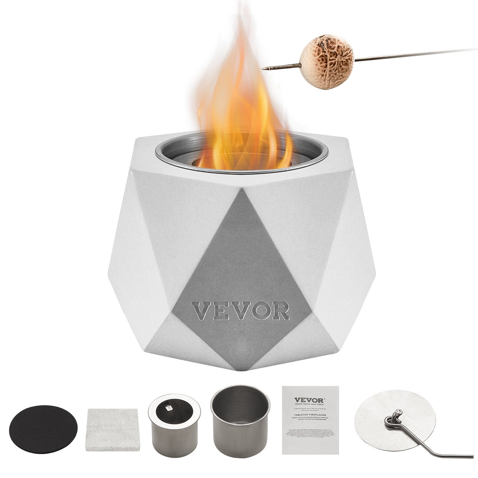 VEVOR Tabletop Fire Pit Bowl Concrete Fireplace Indoor Outdoor for Patio