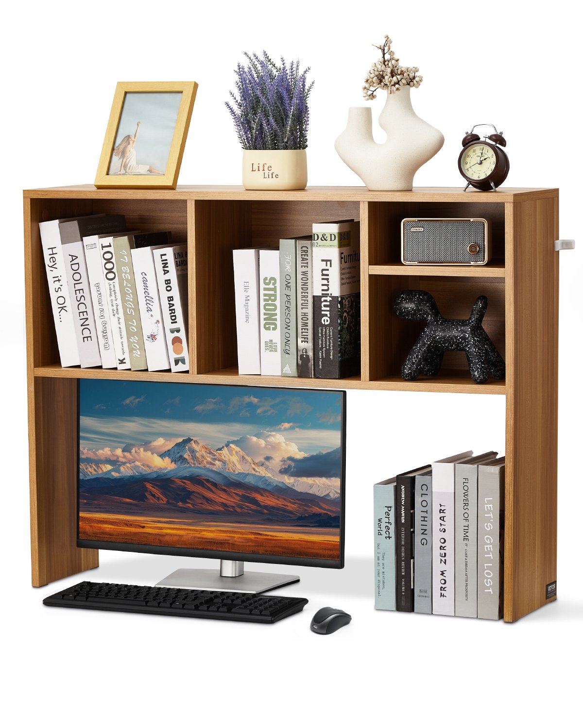 VEVOR Desktop Bookshelf Wood Desktop Storage Organizer 1-Tier for Office & Home