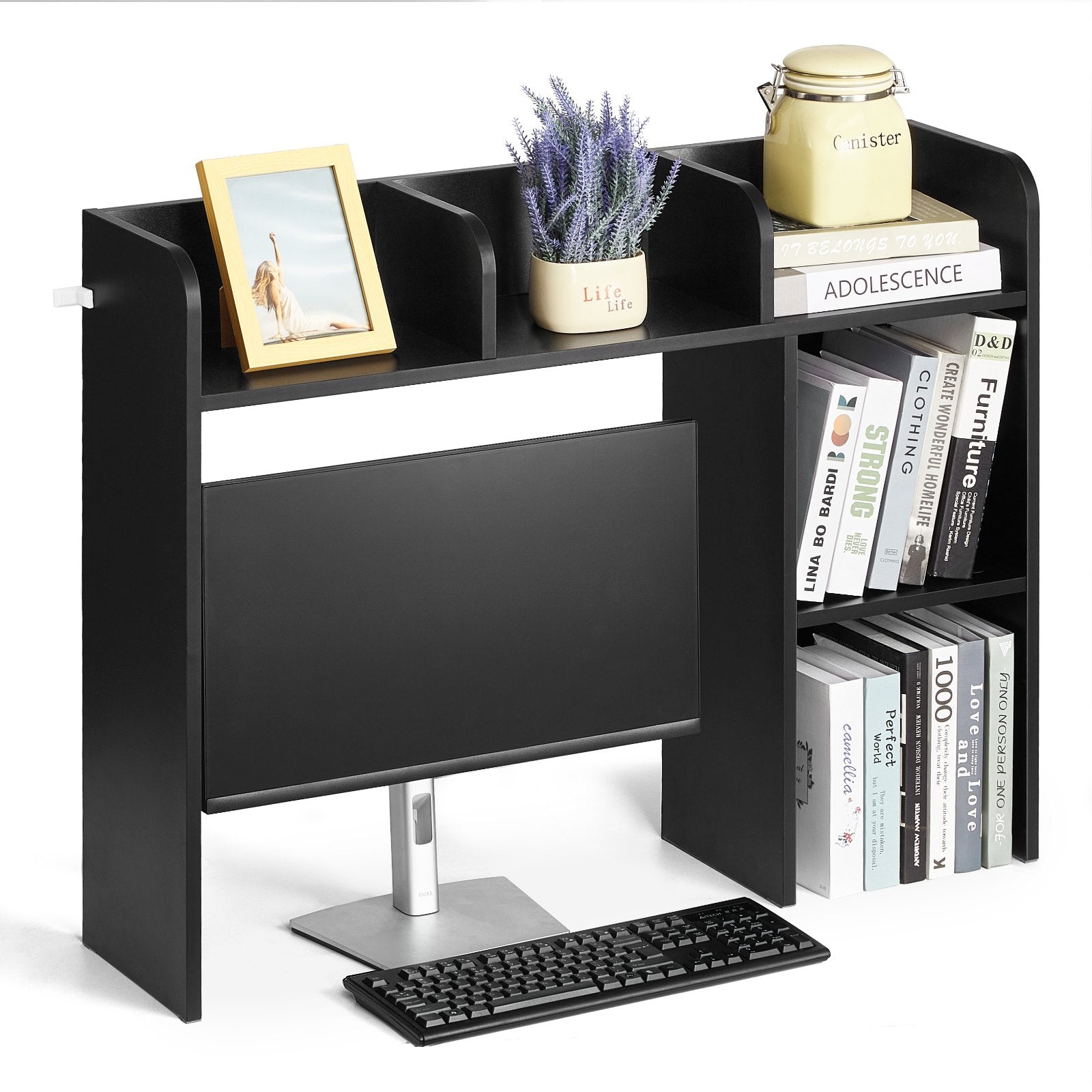 VEVOR Desktop Bookshelf Black Desktop Storage Organizer 2-Tier for Office & Home