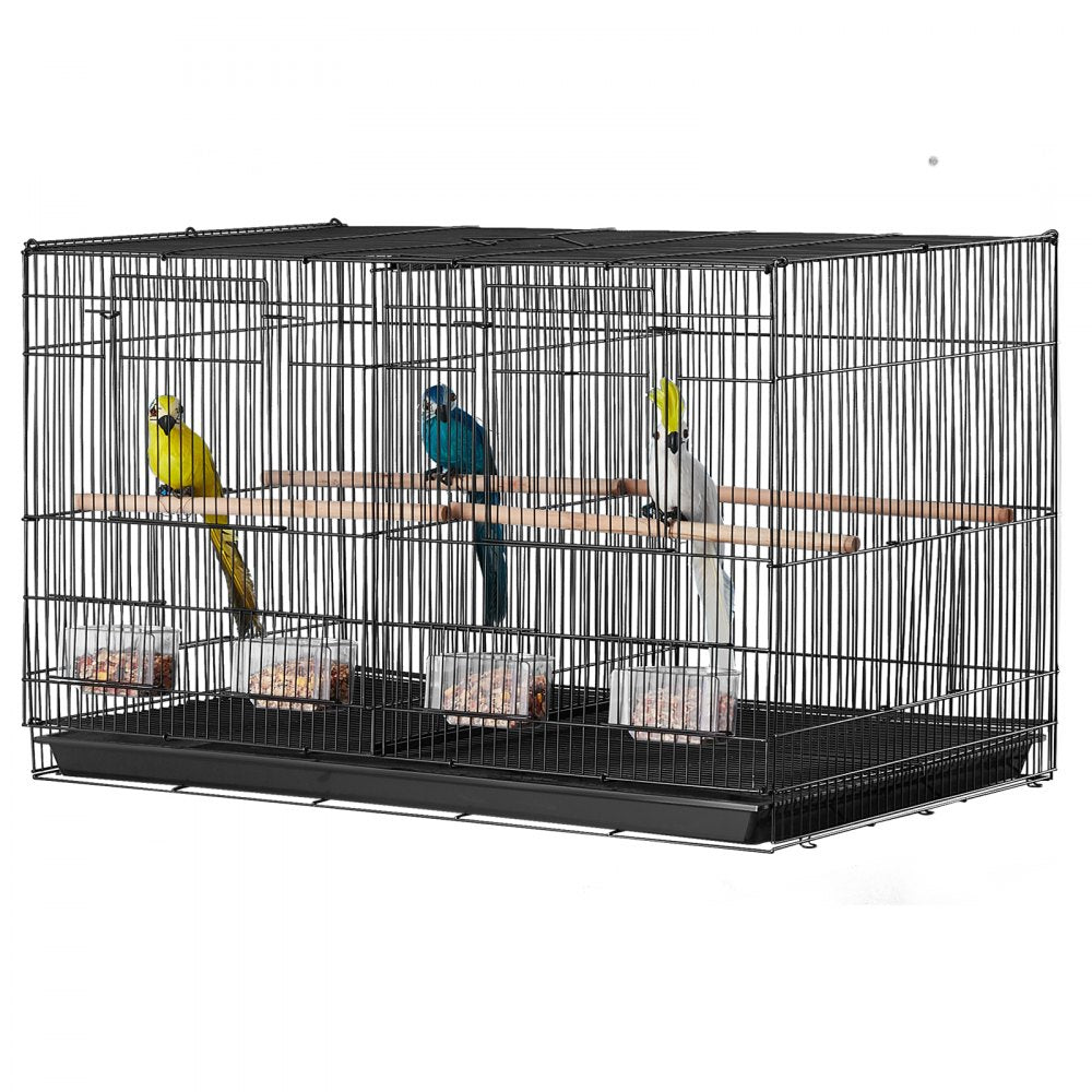 VEVOR Bird Flight Cage with Divider 18 in Small Metal Parakeet Cage Black
