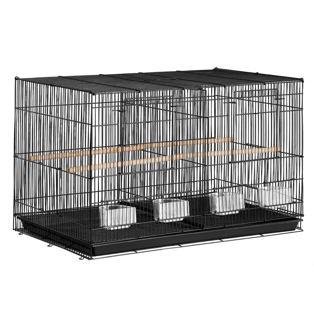VEVOR Bird Flight Cage with Divider 18 in Small Metal Parakeet Cage Black